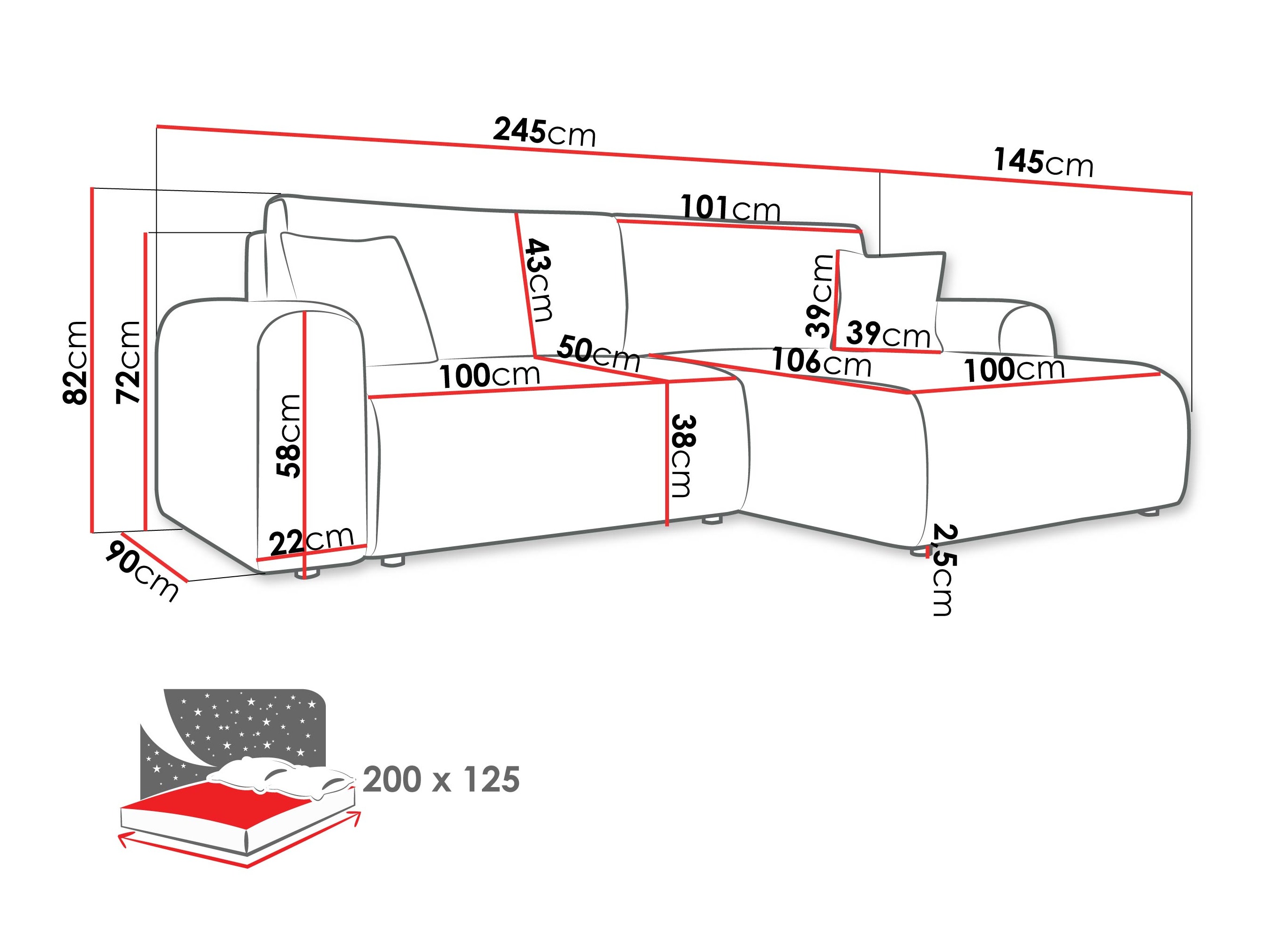 Ъглов диван Luxum (Poso 100)