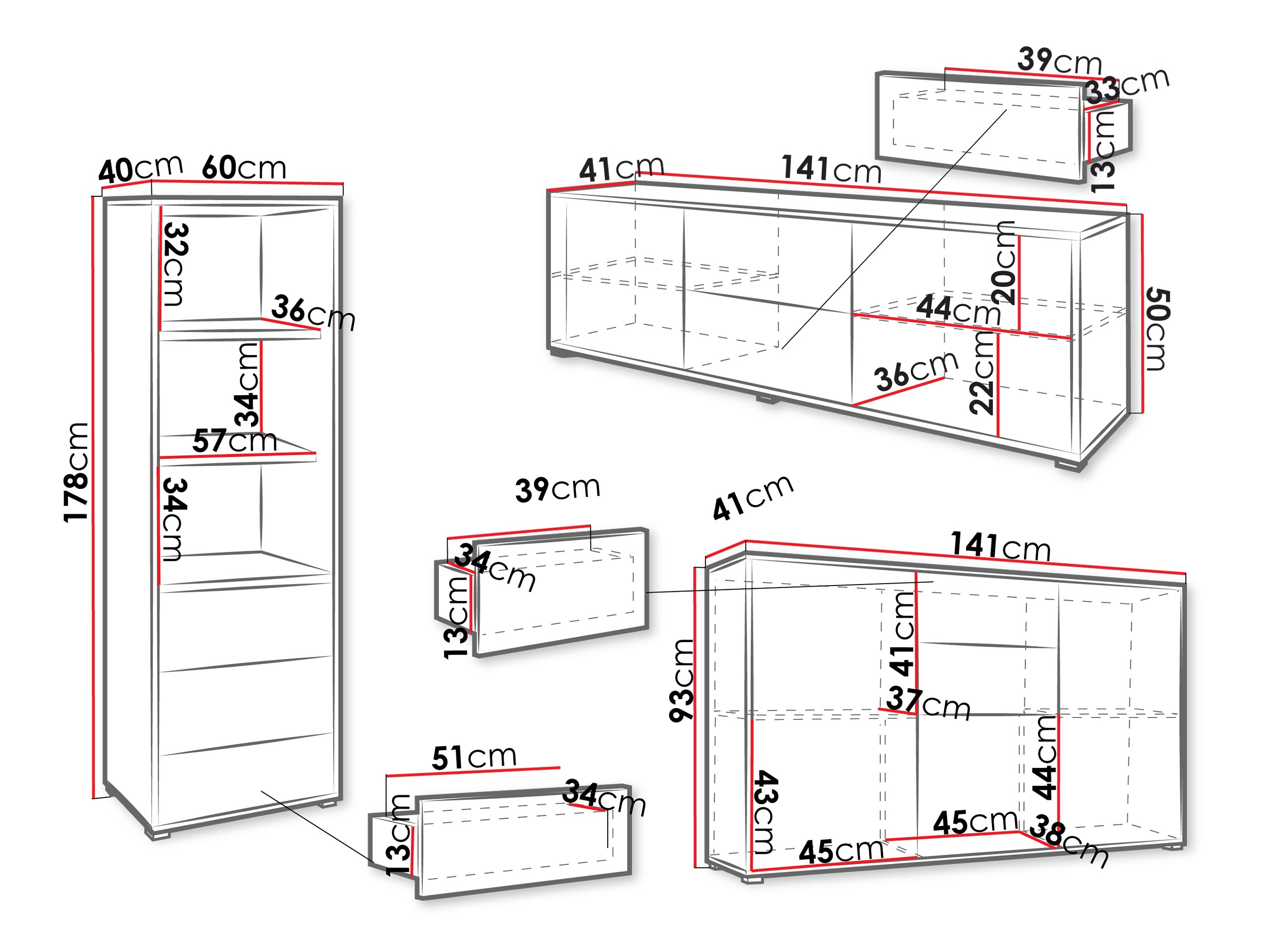 Комплект за хол Comfivo Tutela III (Бял)