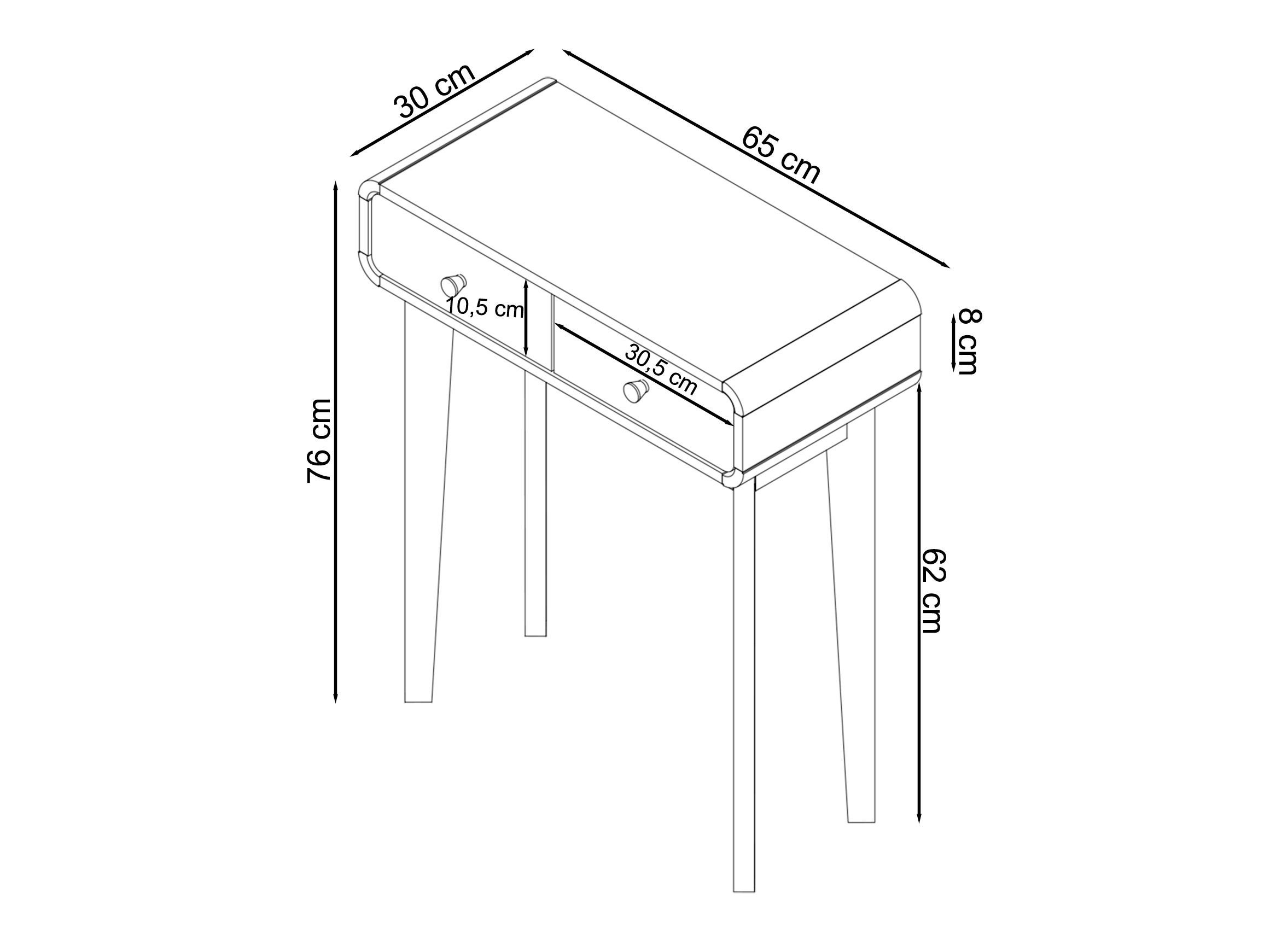 Конзолна маса Elbtena 106 (Бял + Дъб)