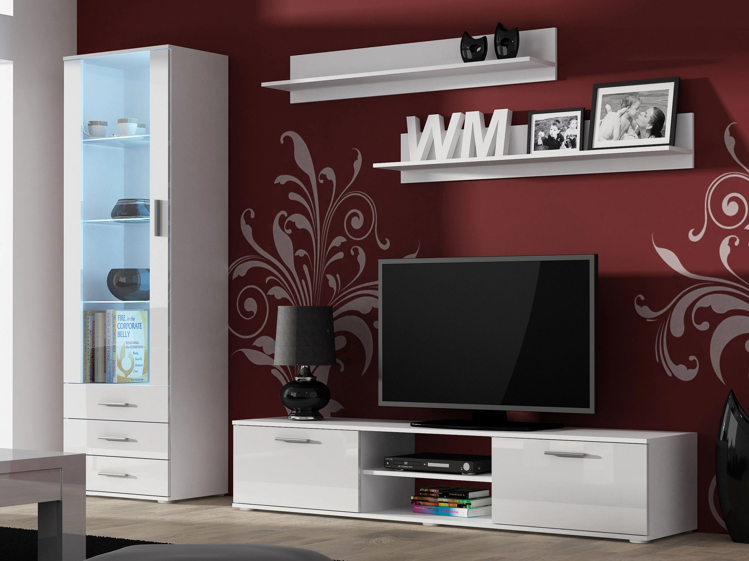 Комплект за хол Tornola 107 (Бял + Бял гланц)