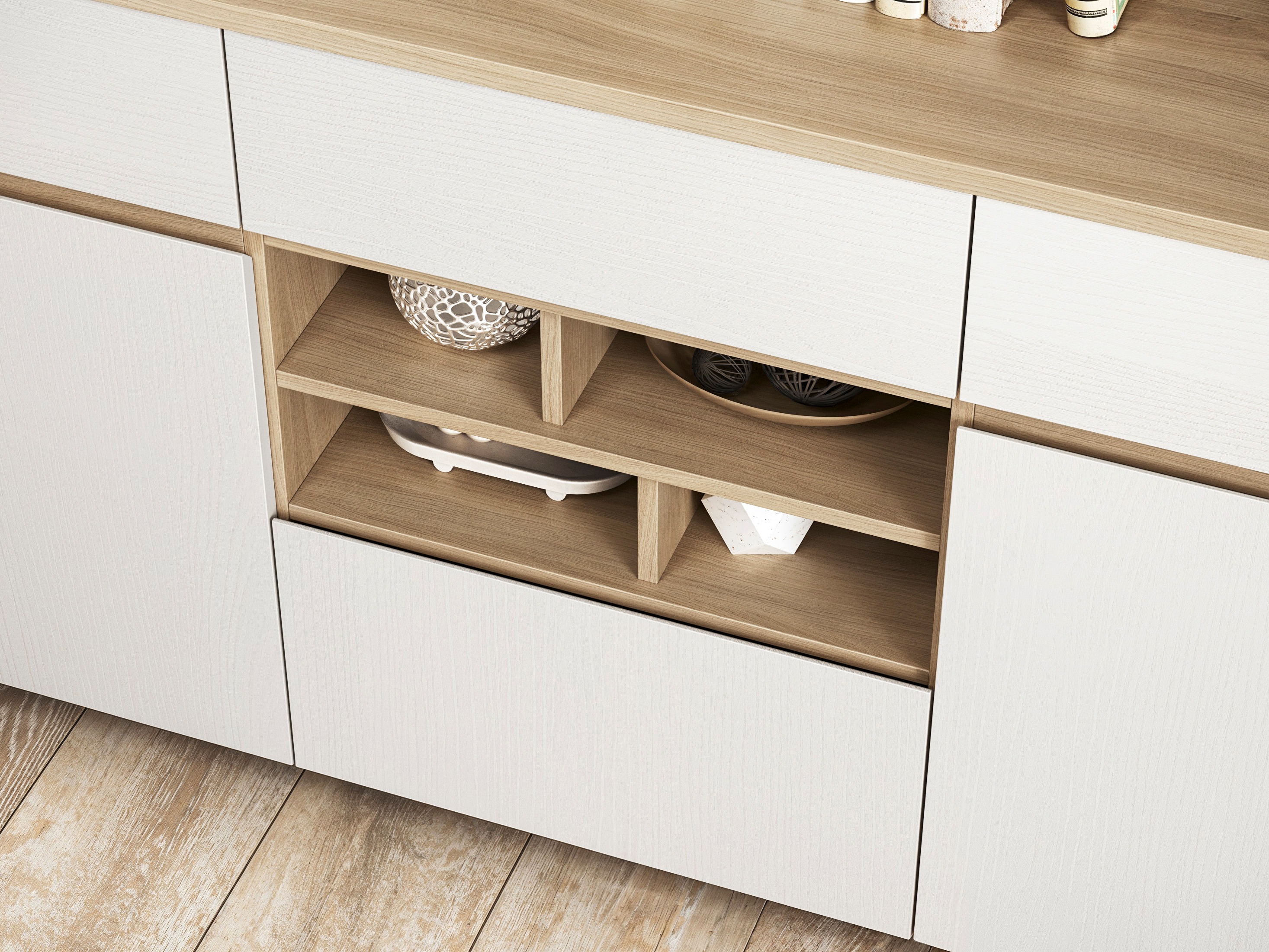 Етажерка Fermaru 100 (Бял + Дъб)