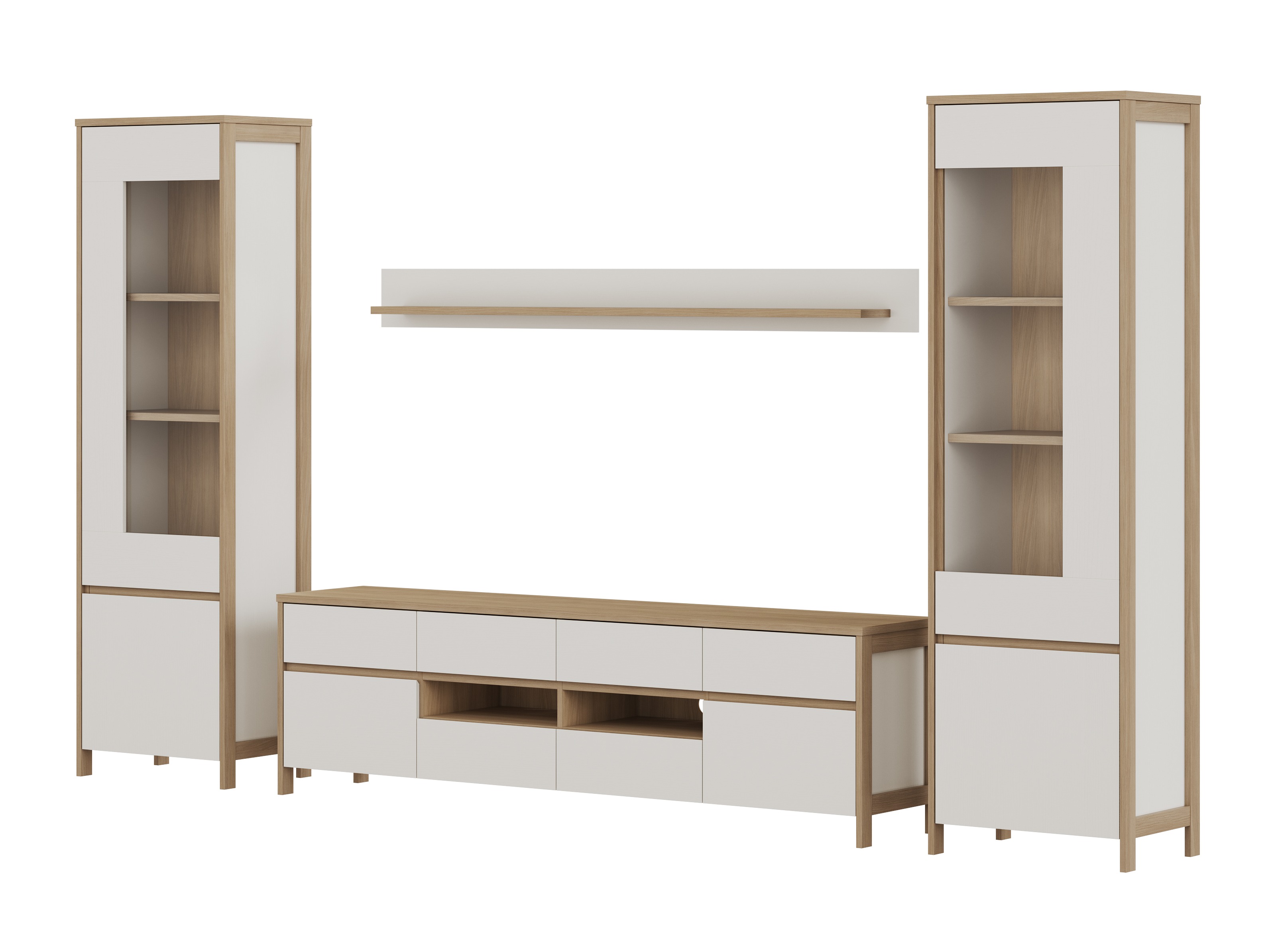 Комплект за хол Fermaru 111 (Бял + Дъб)