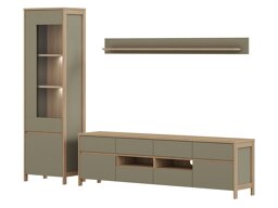 Комплект за хол Fermaru 113 (Пепеливо зелен + Дъб)