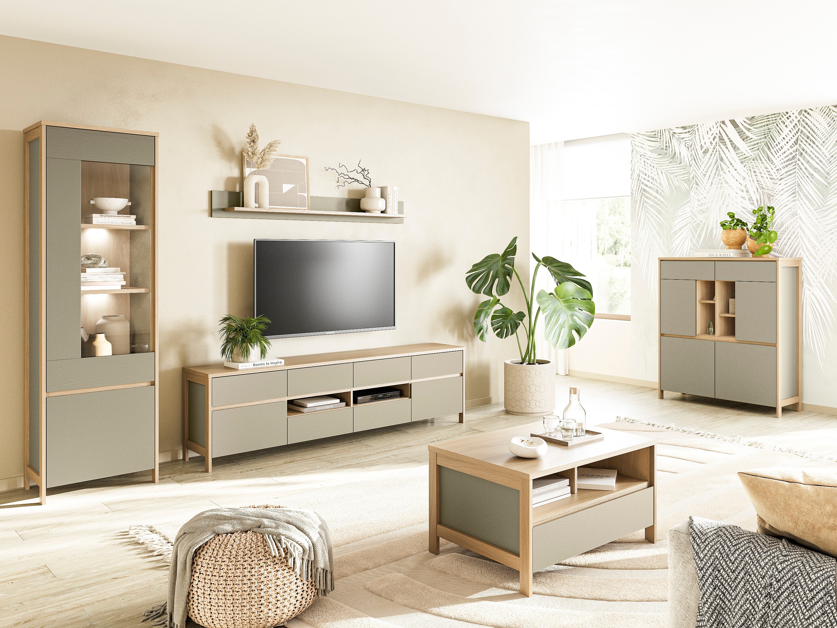 Масичка за кафе Fermaru 107 (Пепеливо зелен + Дъб)