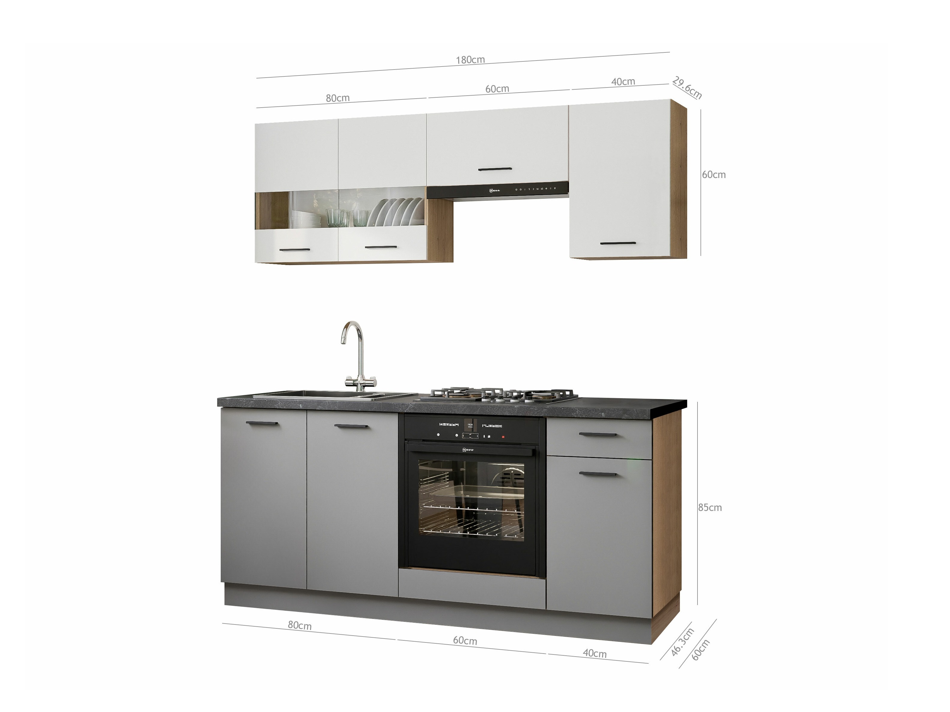 Модулен кухненски комплект Ati White Grey 117