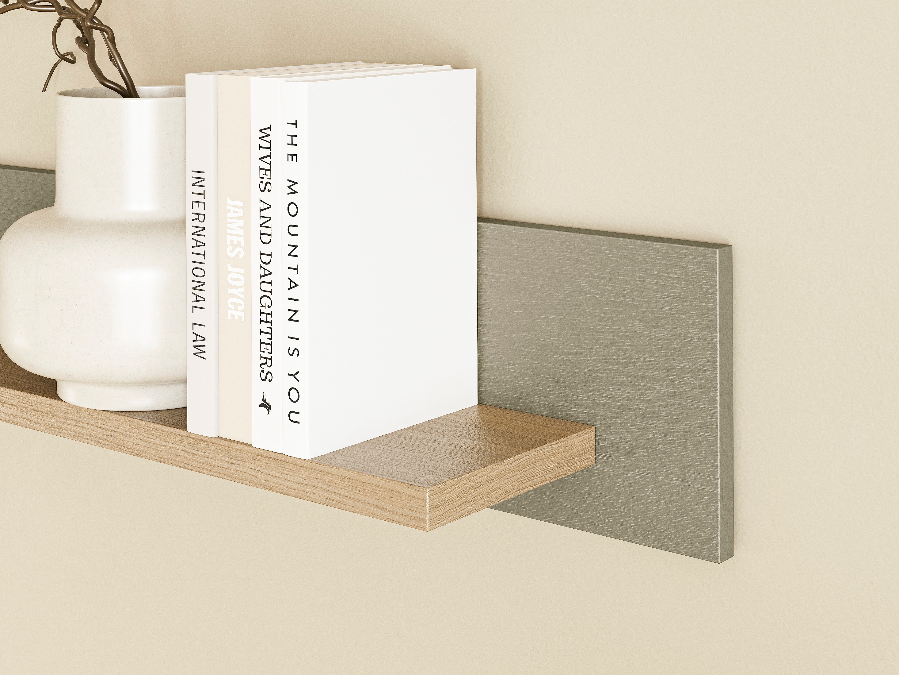 Стенна етажерка Fermaru 108 (Пепеливо зелен + Дъб)