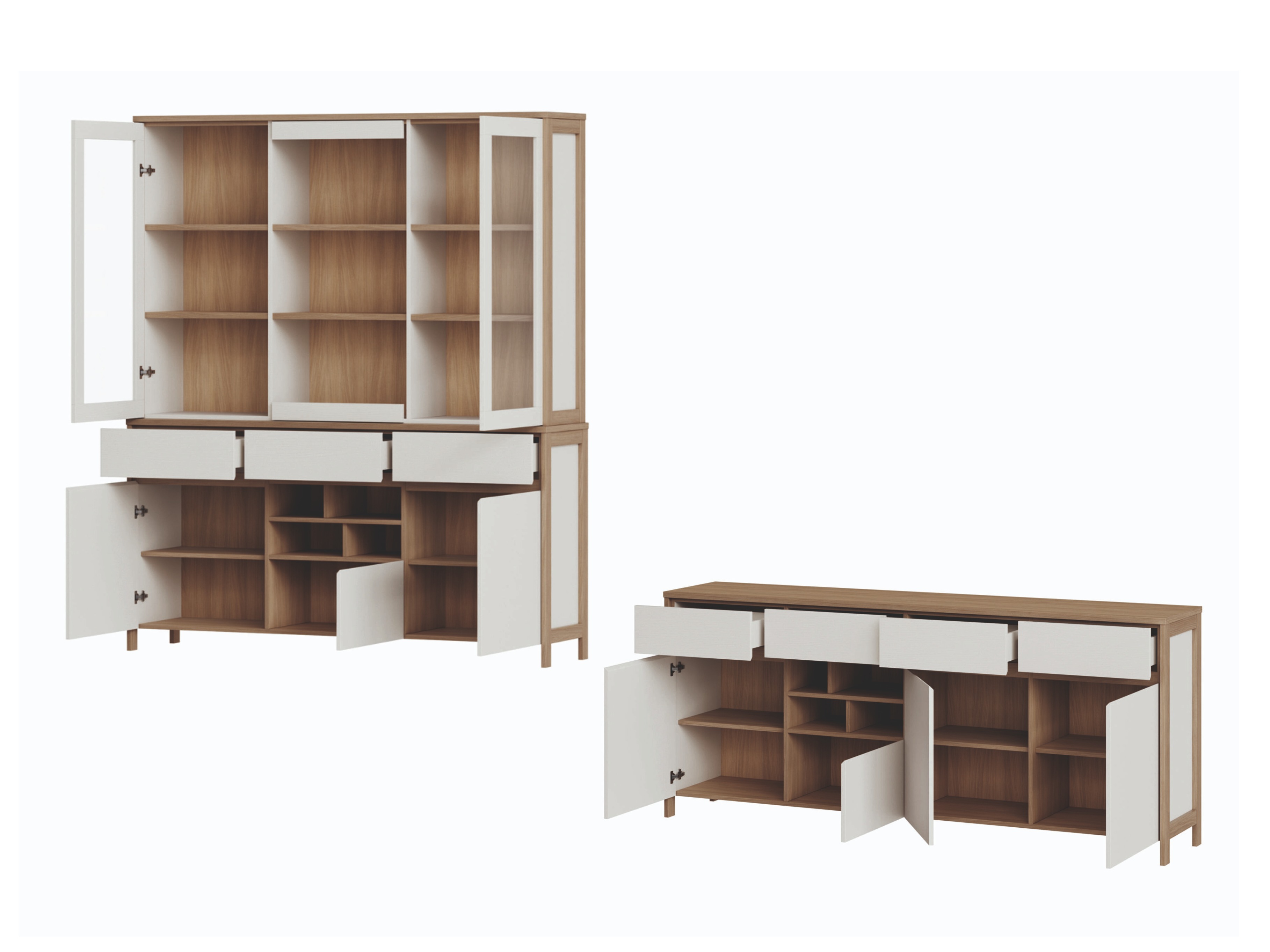 Мебелен комплект Fermaru 114 (Бял + Дъб)