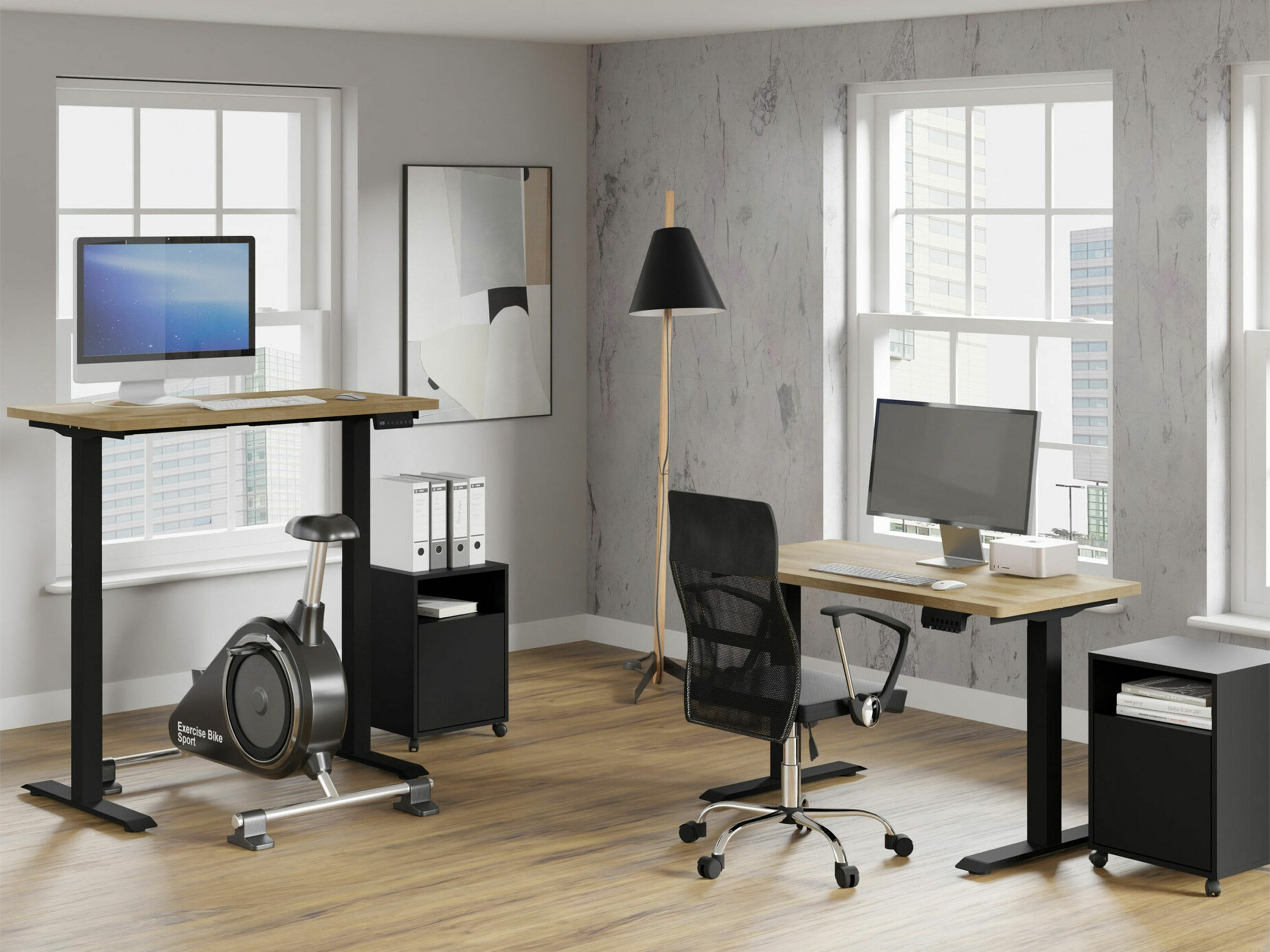 Офис бюро с регулируема височина Buffalo 200 (Черен)