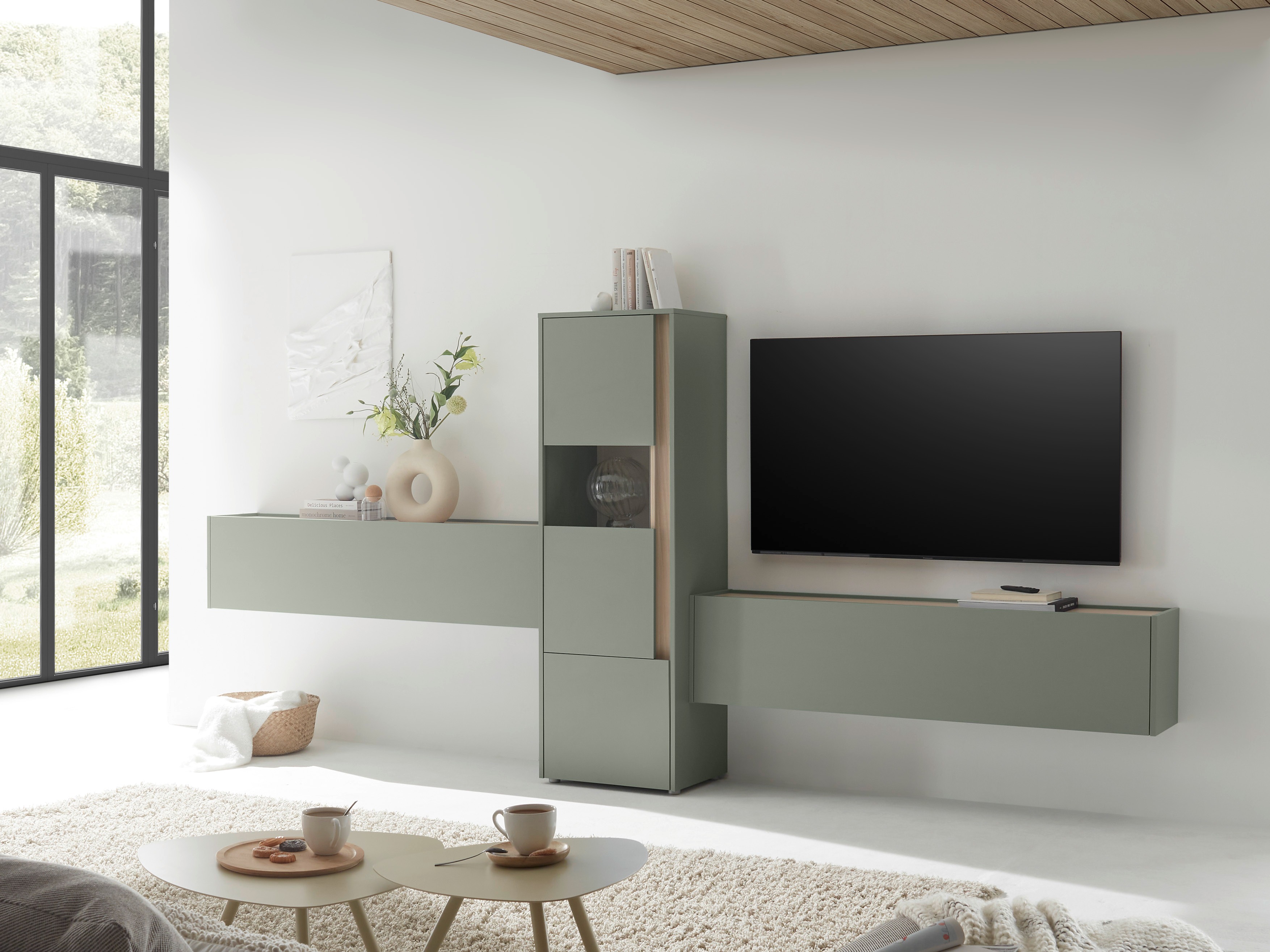 Етажерка Elbsori 102 (Зелен + Дъб)