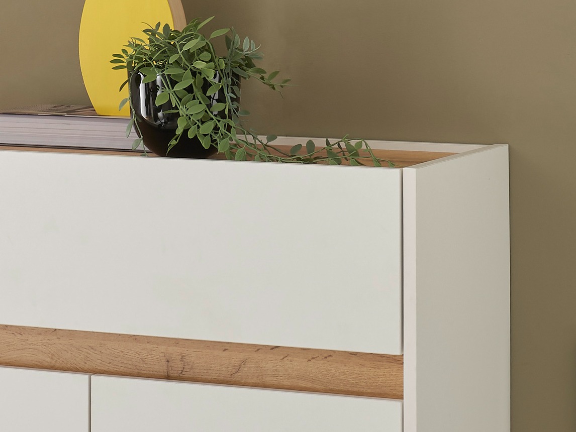 Етажерка за обувки Elbsori 173 (Бял + Дъб уотан)