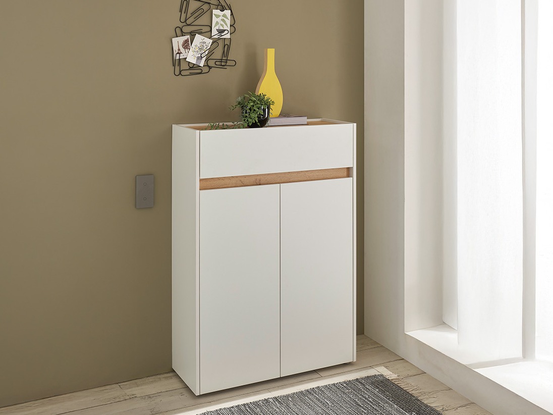 Етажерка за обувки Elbsori 173 (Бял + Дъб уотан)