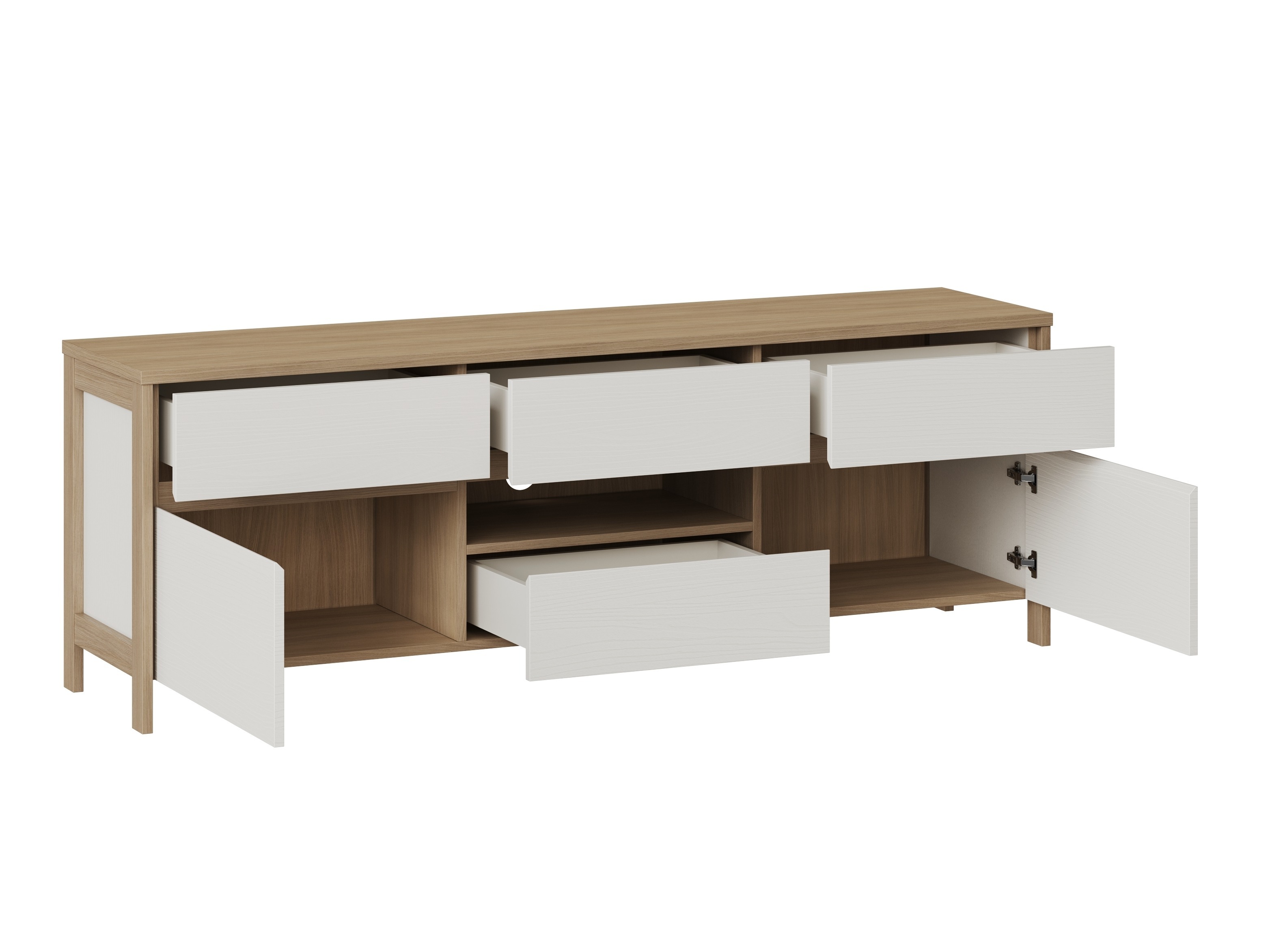 Комплект за хол Fermaru 110 (Бял + Дъб)