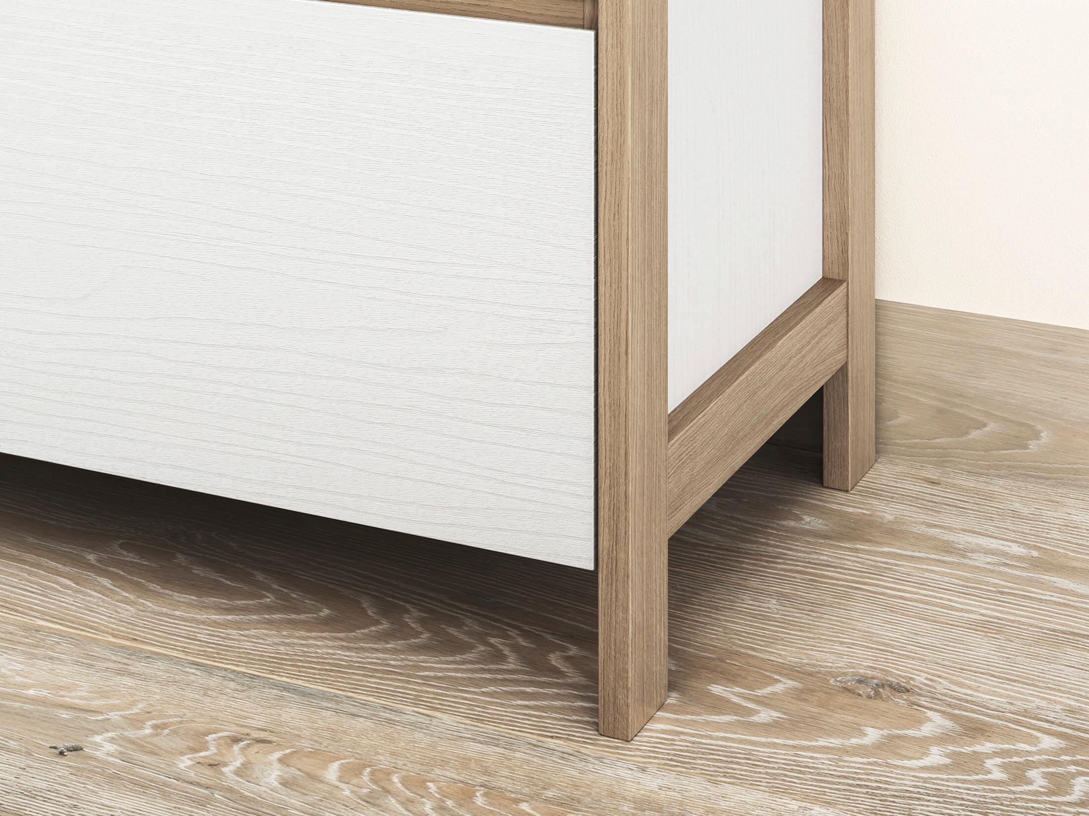 Комплект за хол Fermaru 110 (Бял + Дъб)