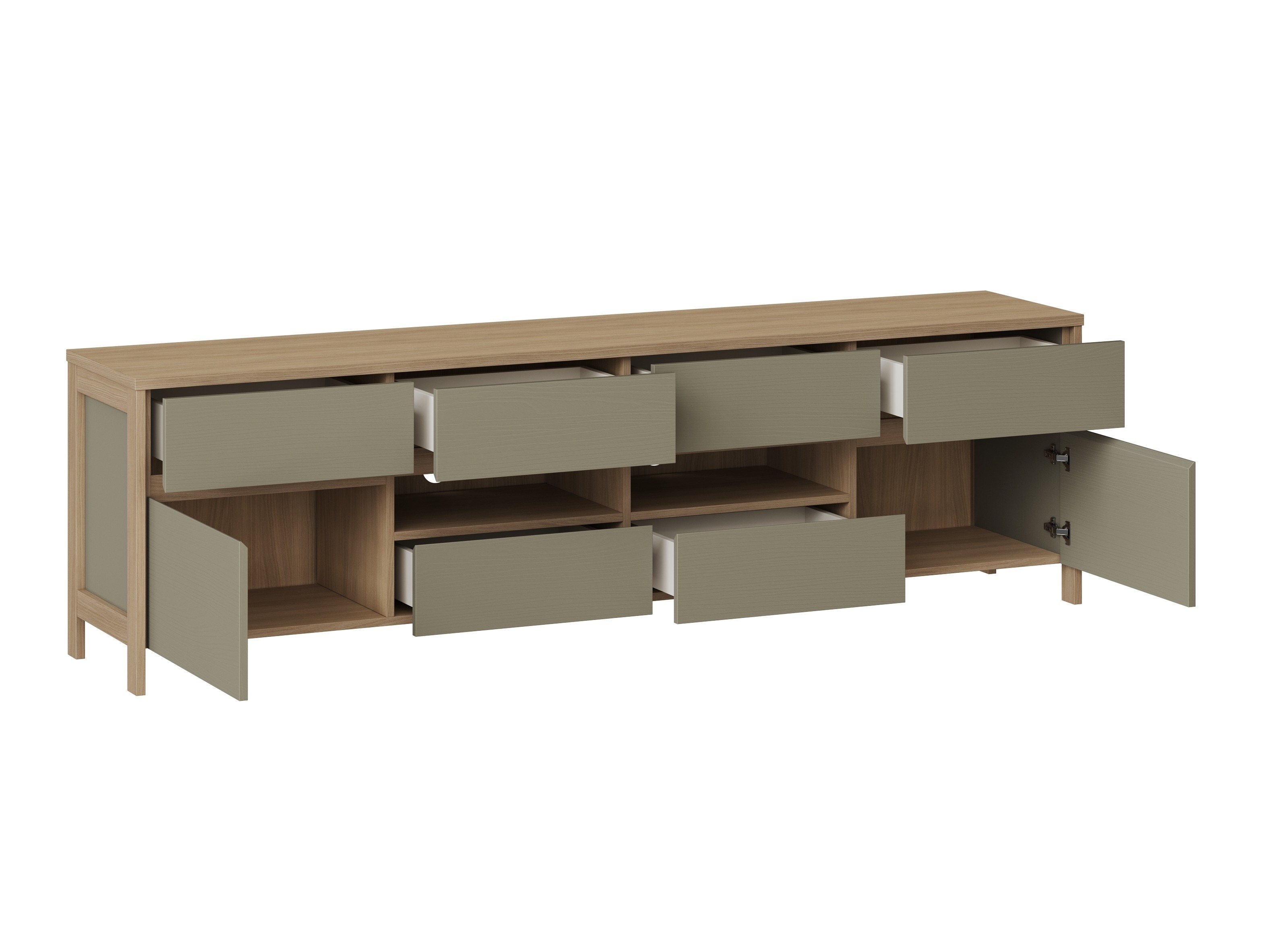 Комплект за хол Fermaru 111 (Пепеливо зелен + Дъб)