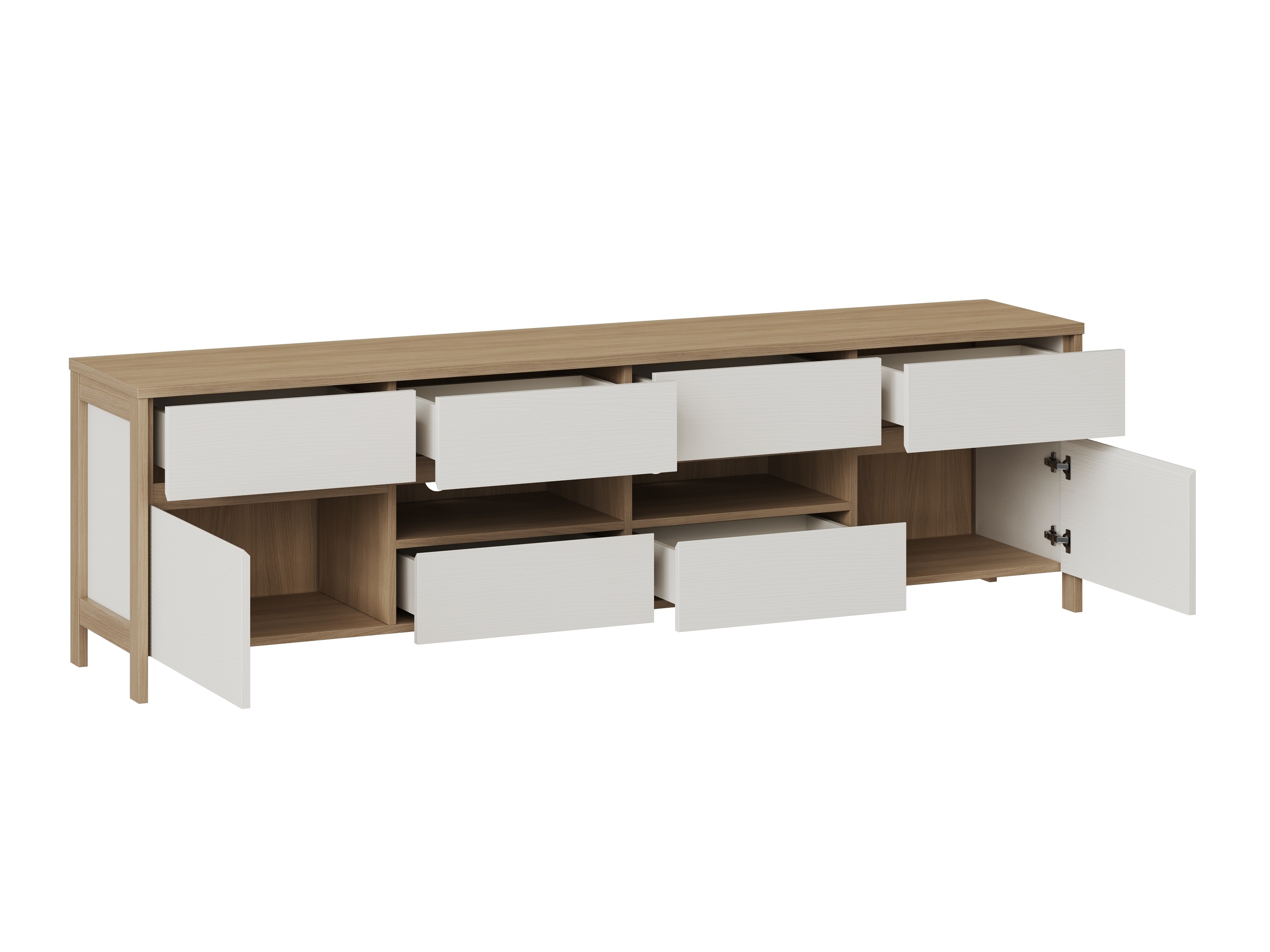 Комплект за хол Fermaru 113 (Бял + Дъб)