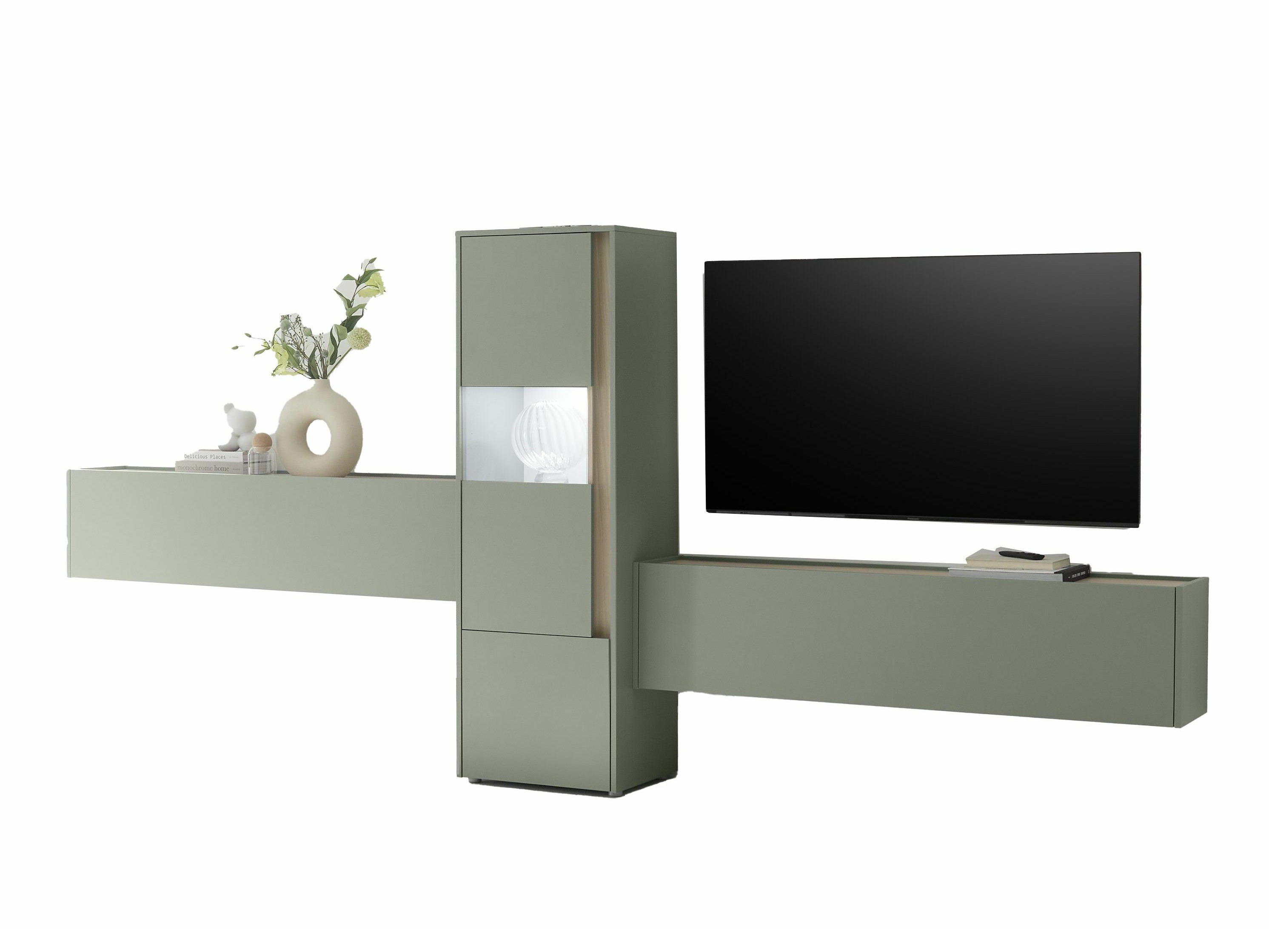 Комплект за хол Elbsori 122 (Зелен + Дъб)