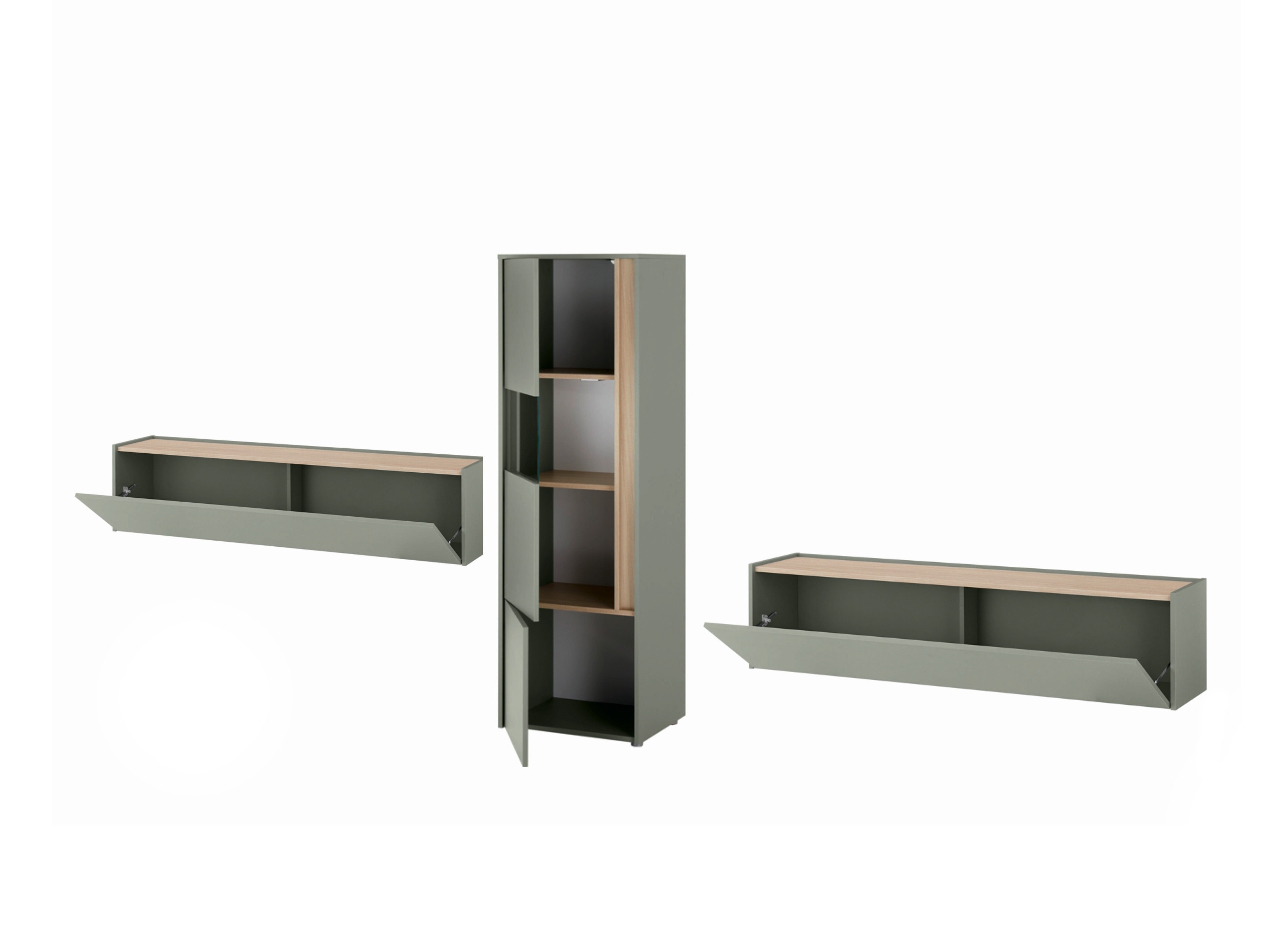 Комплект за хол Elbsori 122 (Зелен + Дъб)