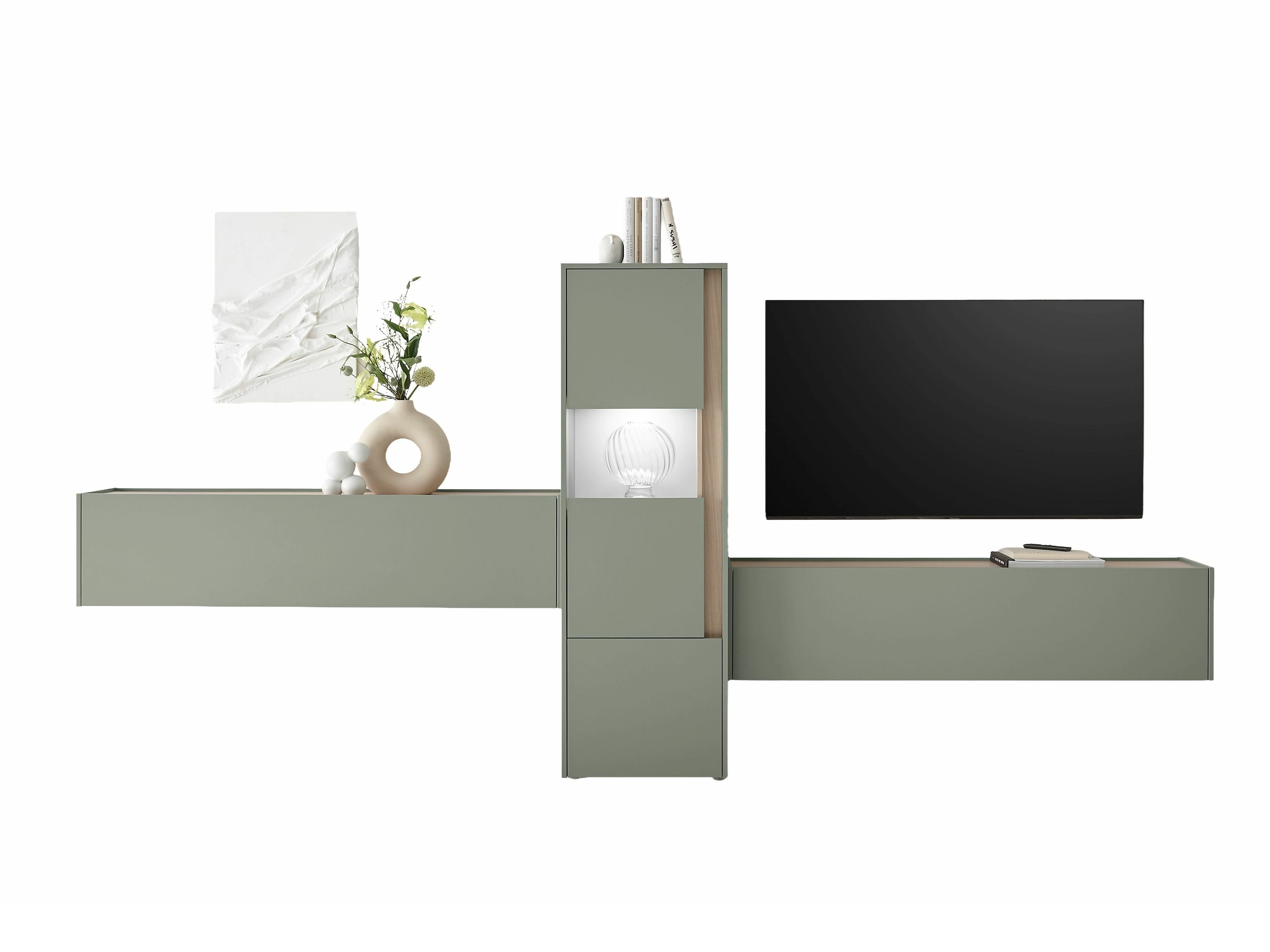 Комплект за хол Elbsori 122 (Зелен + Дъб)