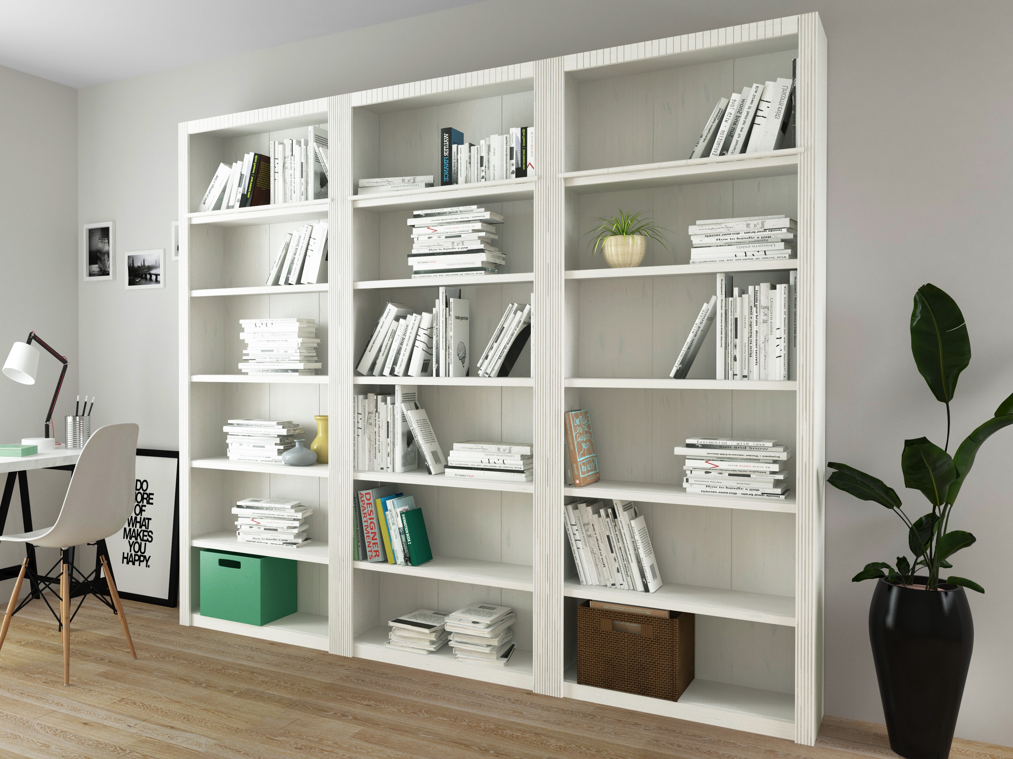 Комплект етажерки Orlmara 106 (Бял)