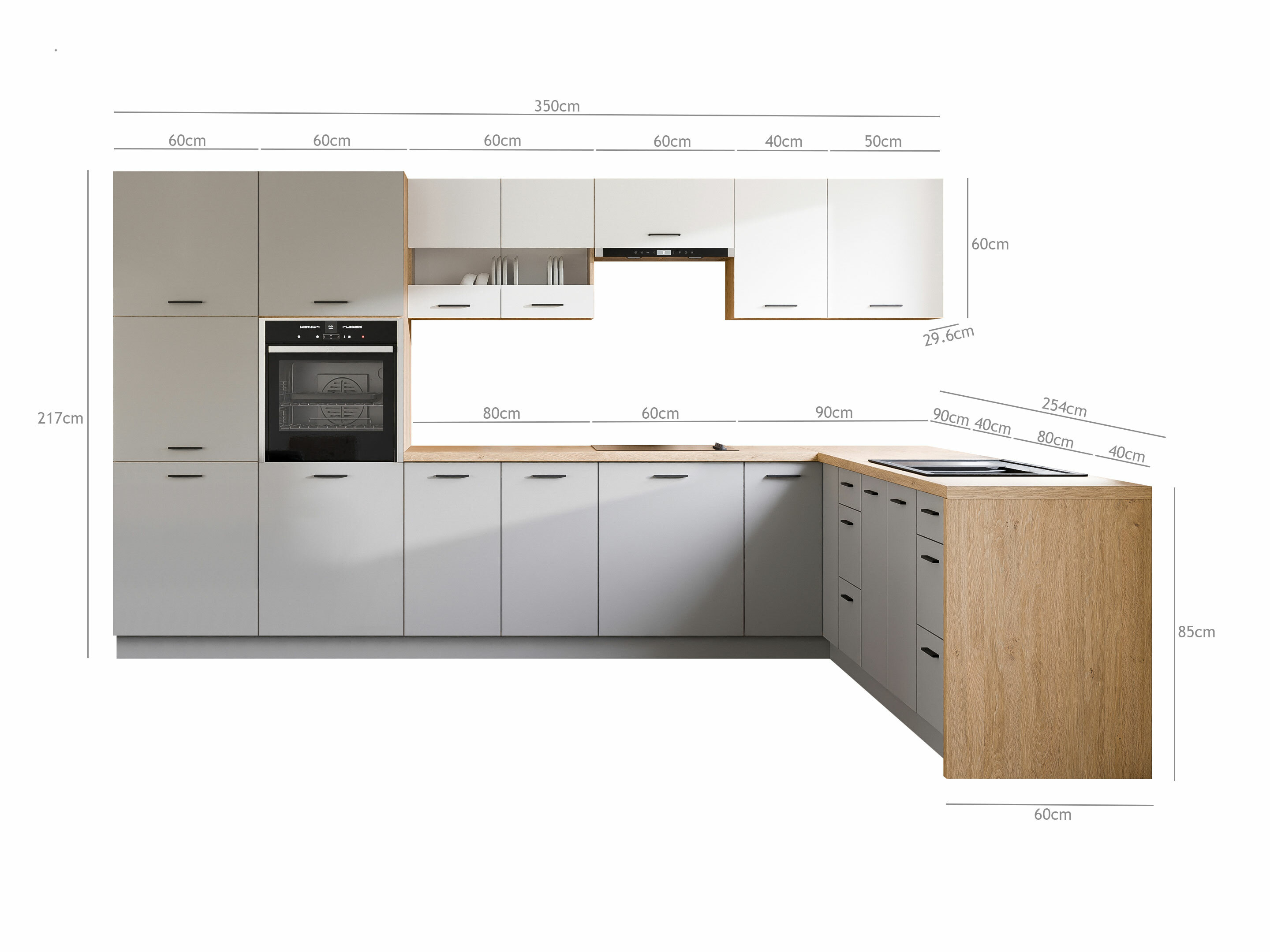 Модулен кухненски комплект Ati White Grey 118