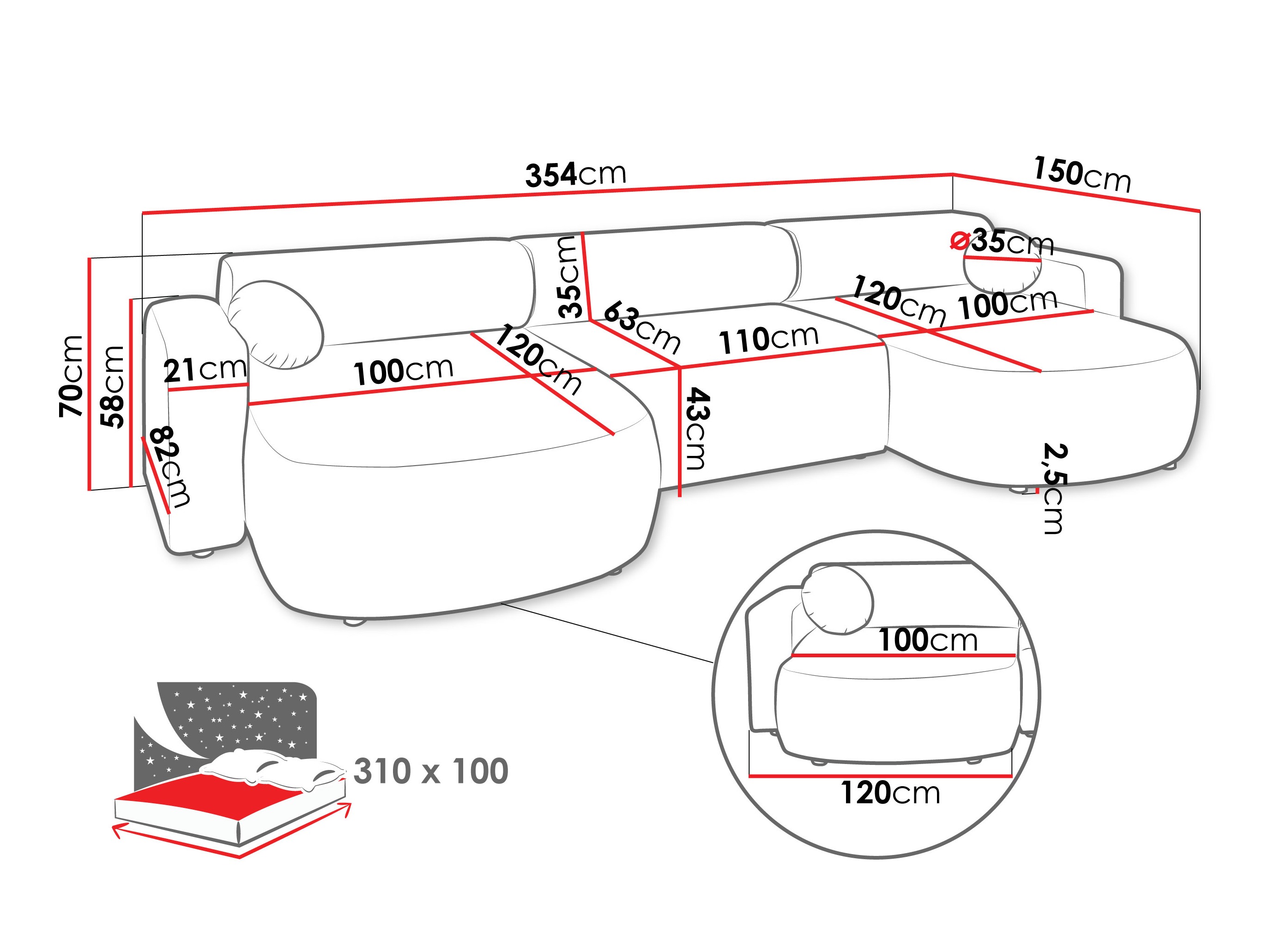 Ъглов диван Comfivo 480 (Velo 623)