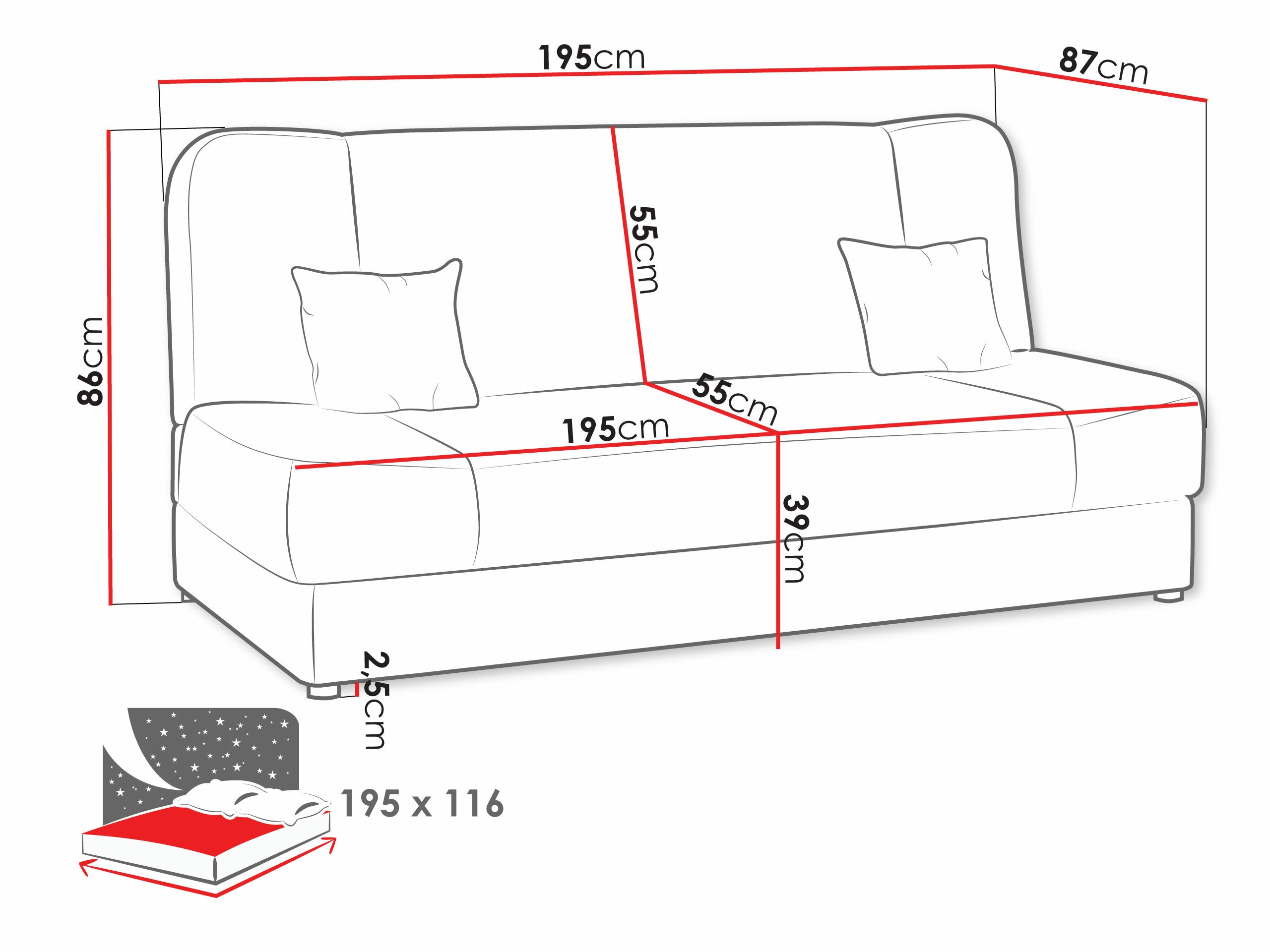 Разтегателен диван Comfivo Cera II (Miu 2056 + Miu 2058)