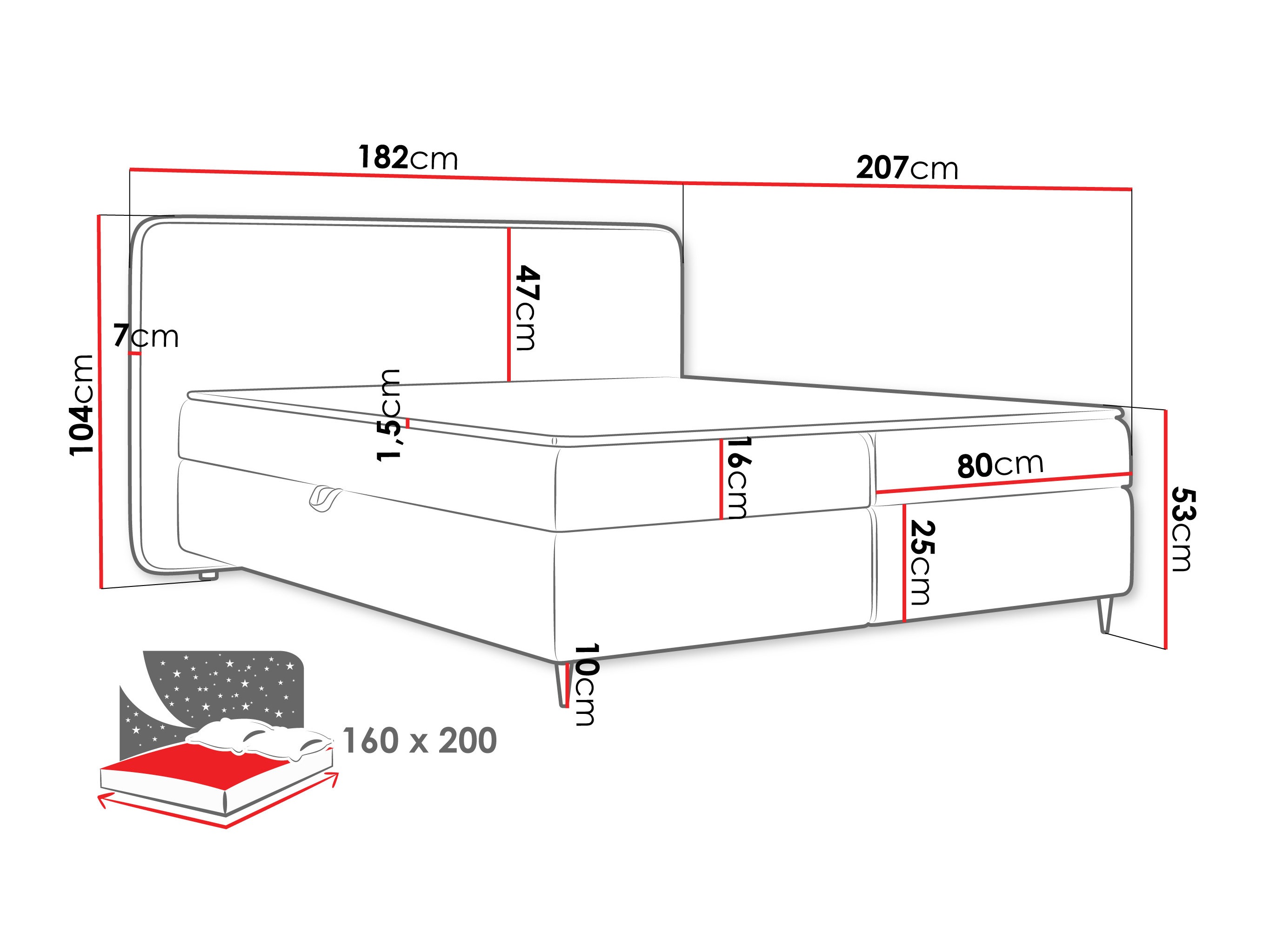 Континентално легло Stonecrest 108 (Taro 98)
