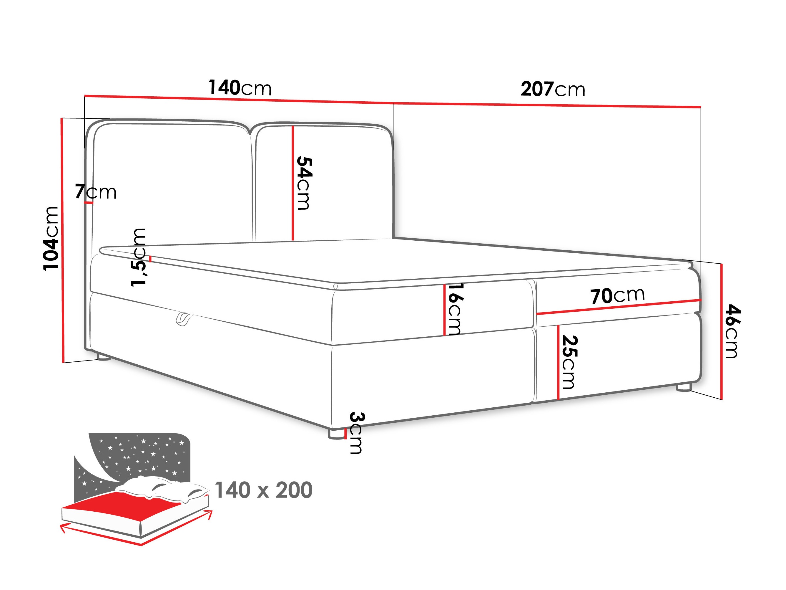 Континентално легло Stonecrest 109 (Taro 98)