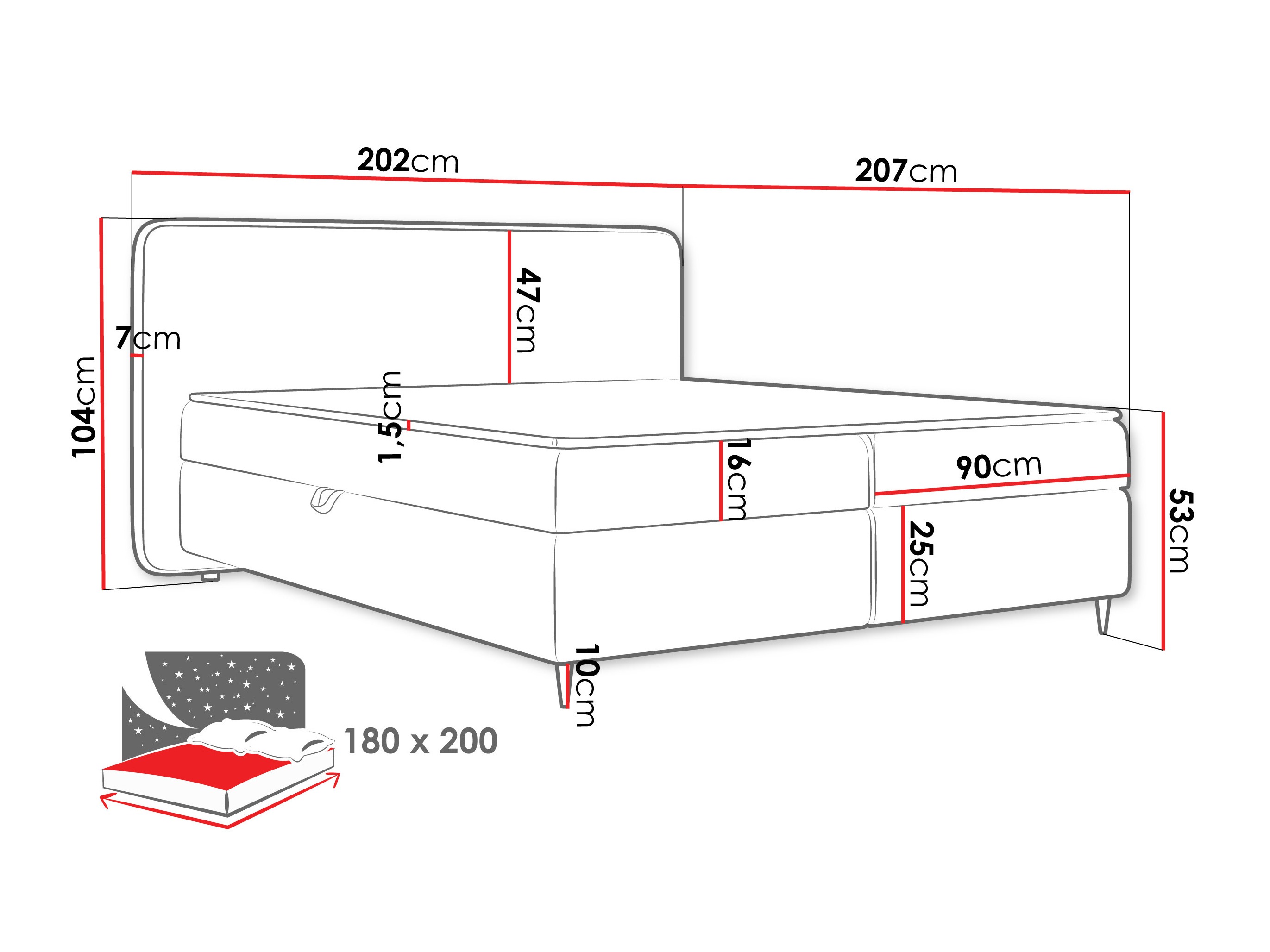 Континентално легло Stonecrest 108 (Taro 98)