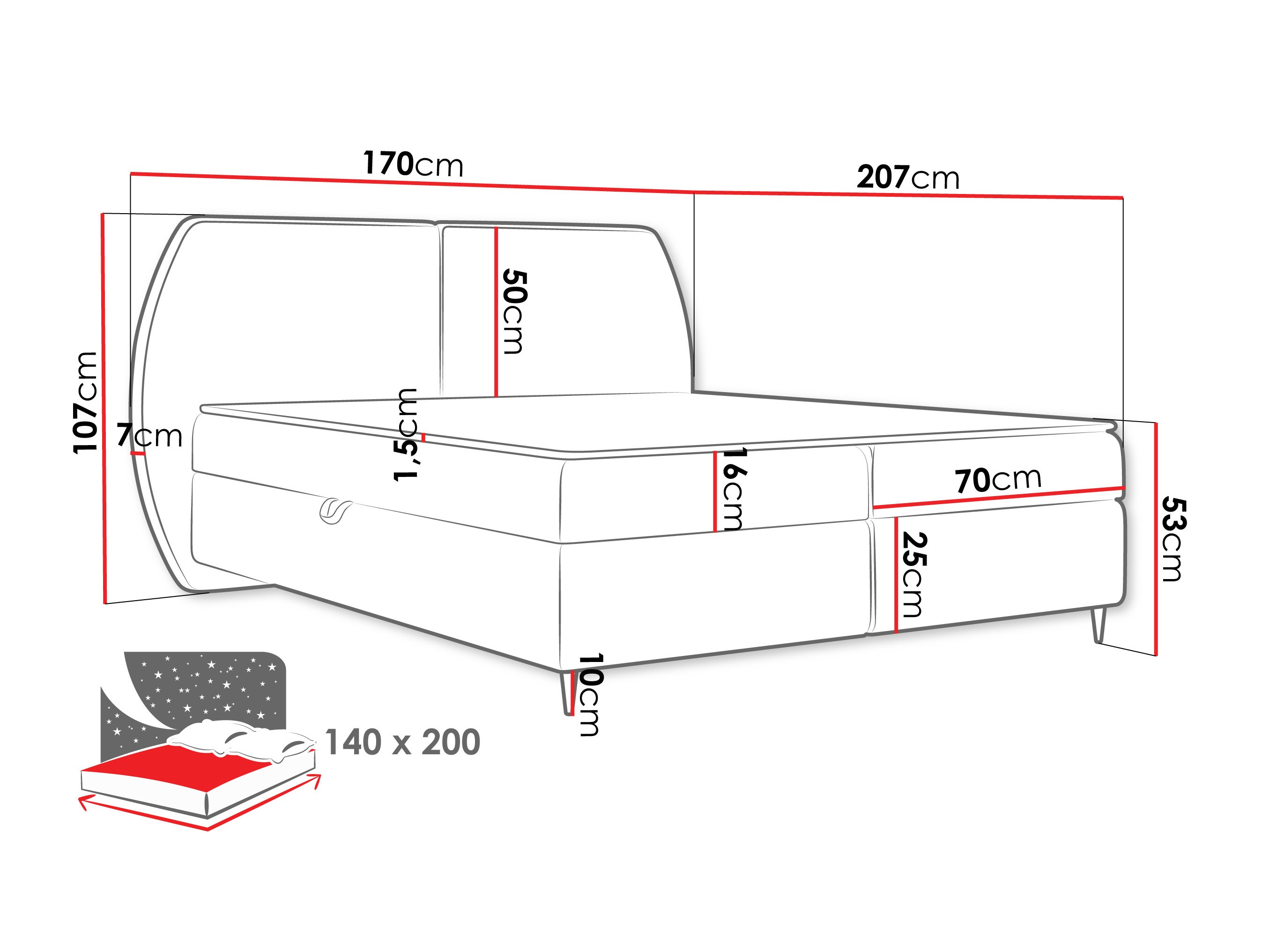 Континентално легло Stonecrest 110 (Wave 01)