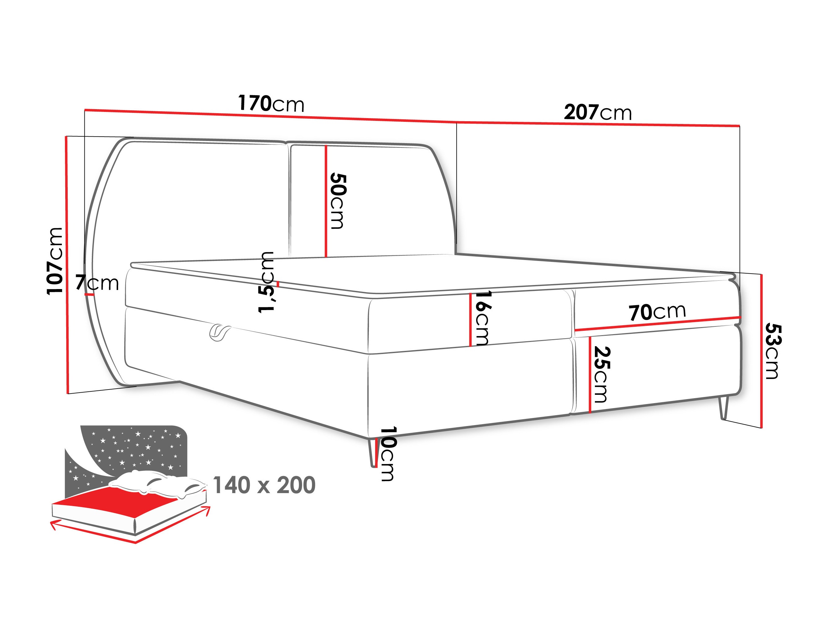 Континентално легло Stonecrest 110 (Wave 02)