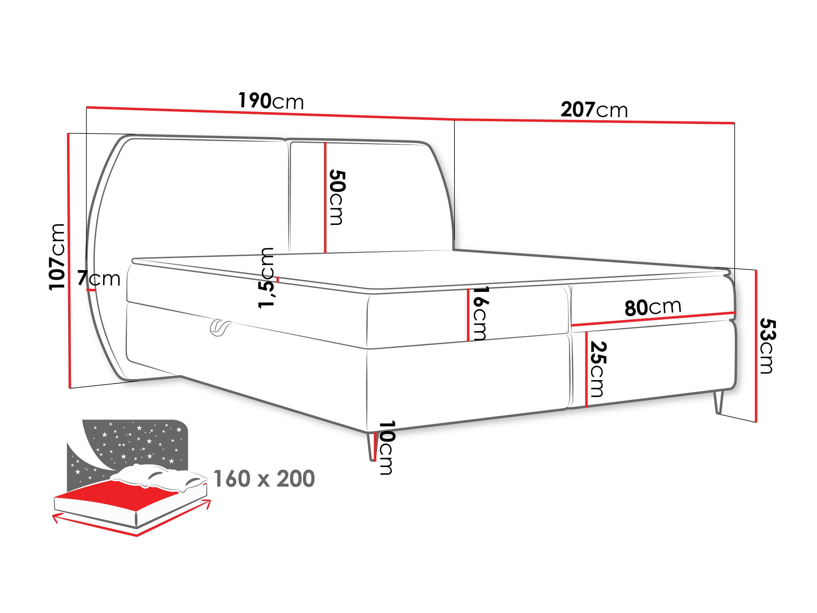 Континентално легло Stonecrest 110 (Wave 02)