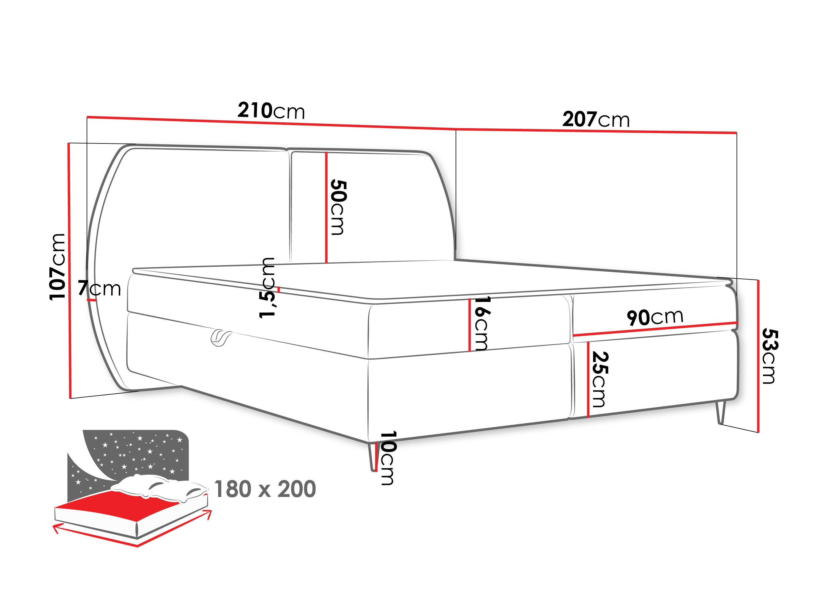 Континентално легло Stonecrest 110 (Wave 05)