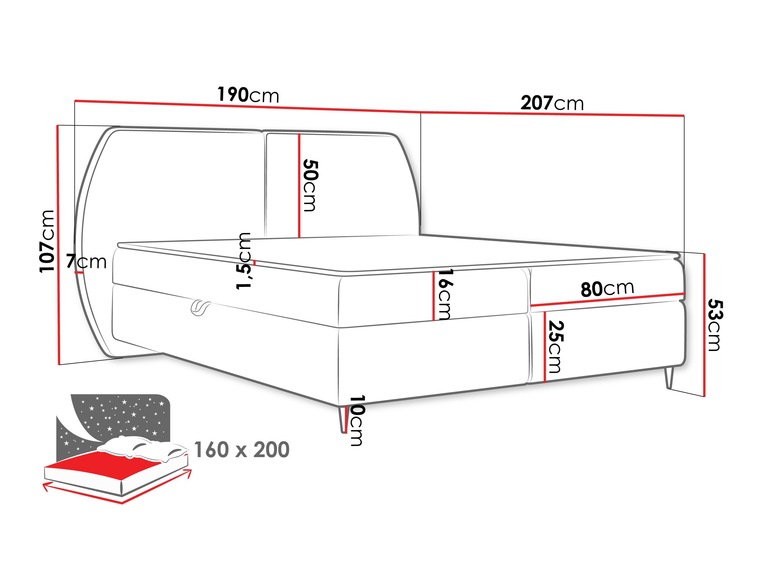 Континентално легло Stonecrest 110 (Wave 09)
