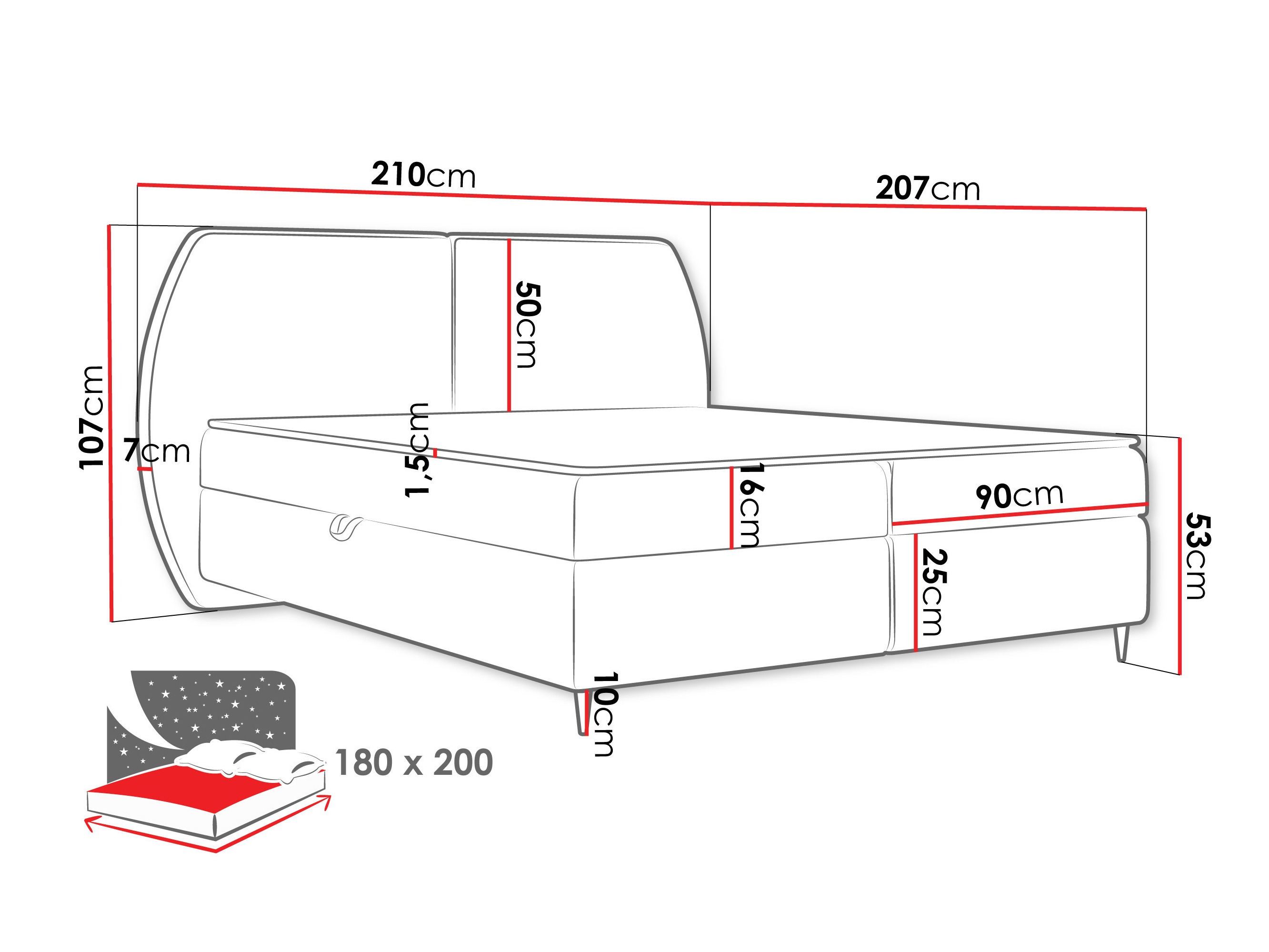 Континентално легло Stonecrest 110 (Wave 09)