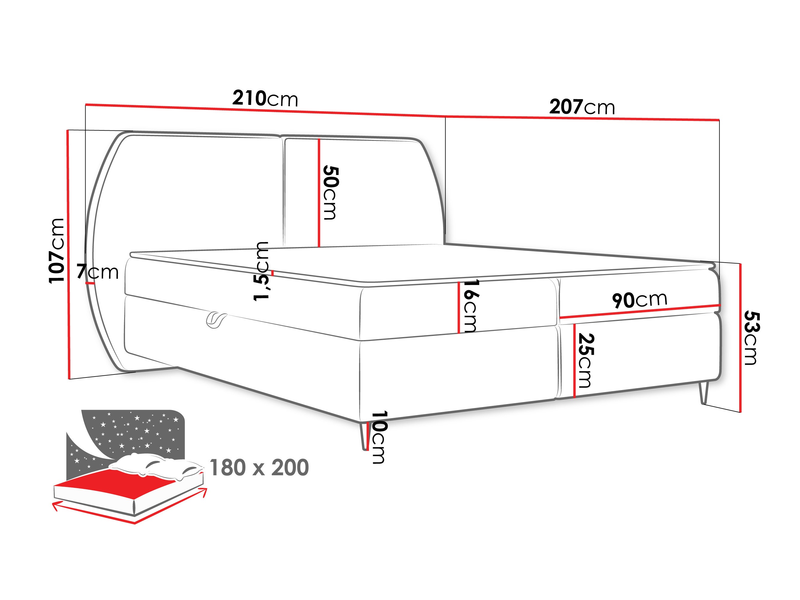 Континентално легло Stonecrest 110 (Wave 15)