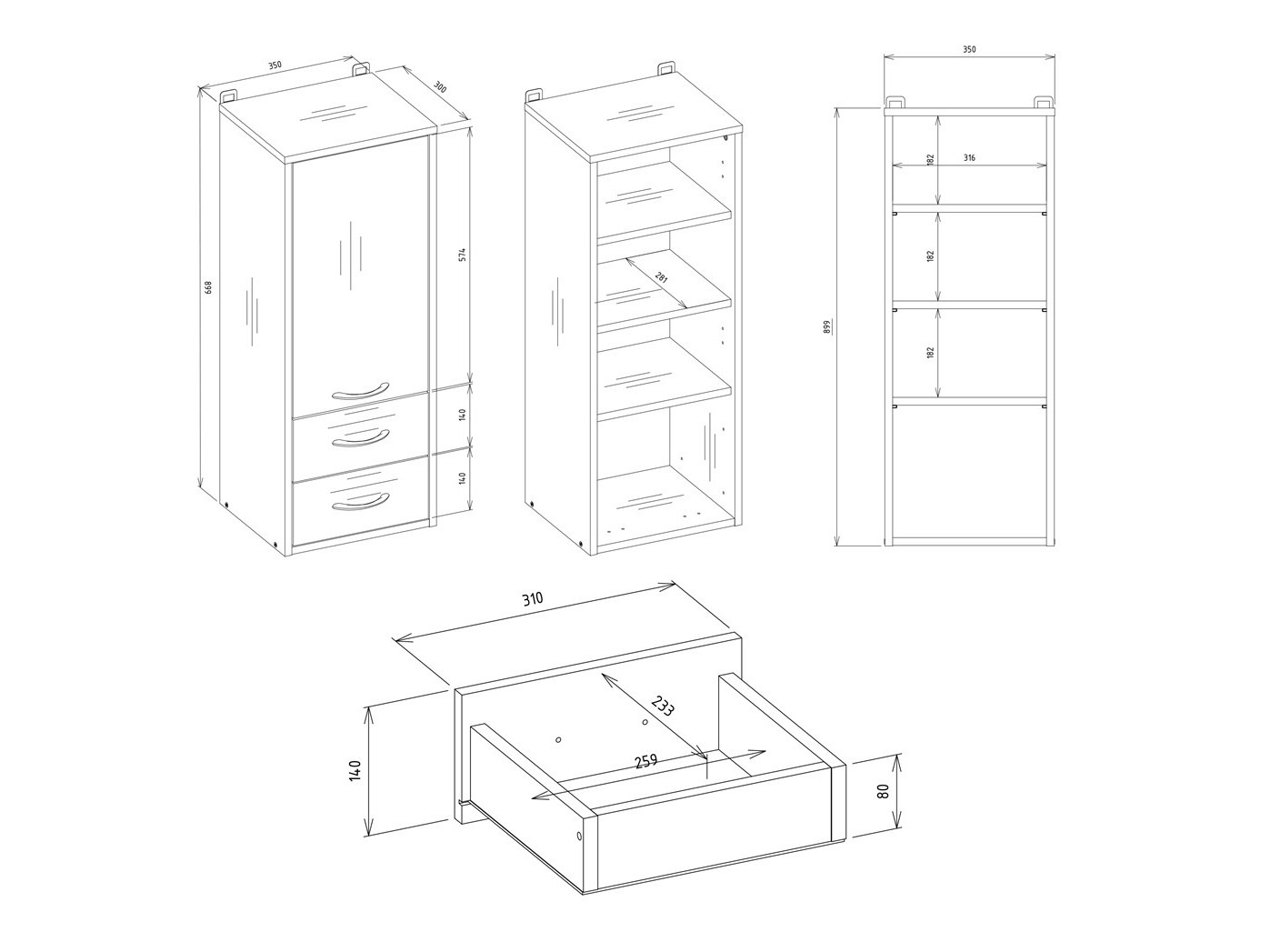 Окачен шкаф за баня Servou 105