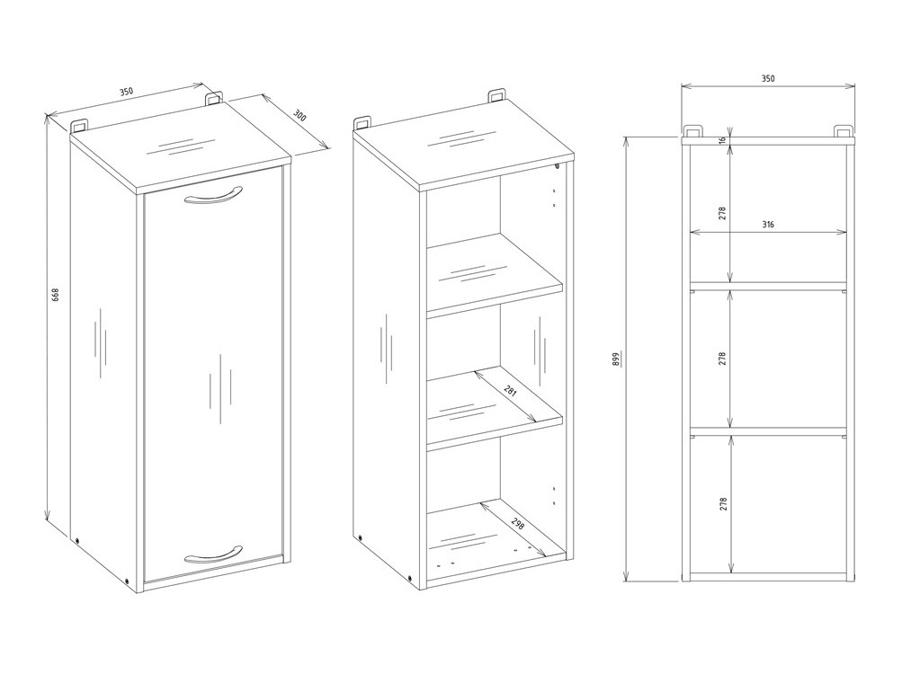 Окачен шкаф за баня Servou 107