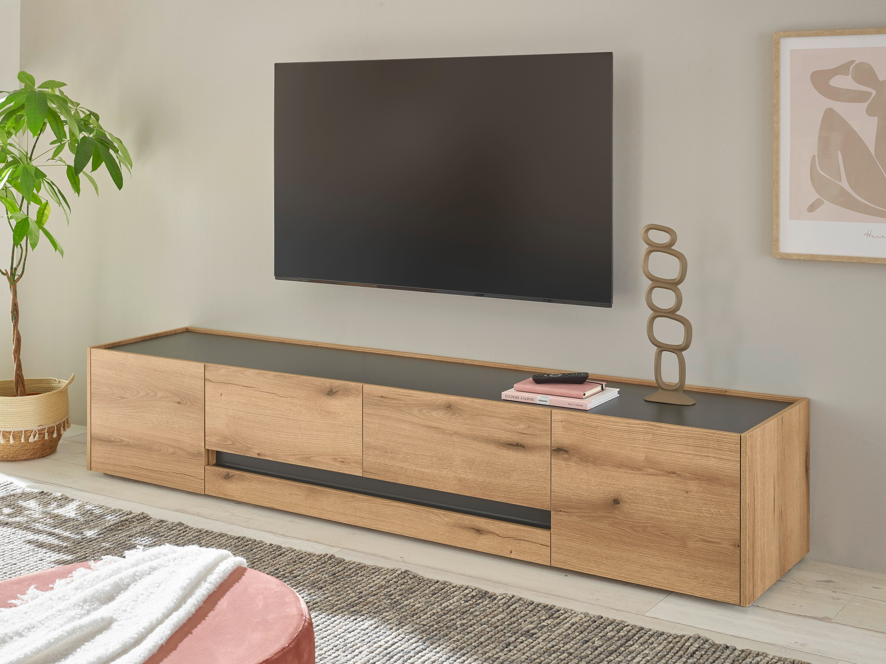 ТВ шкаф Elbsori 116 (Дъб + Антрацит)