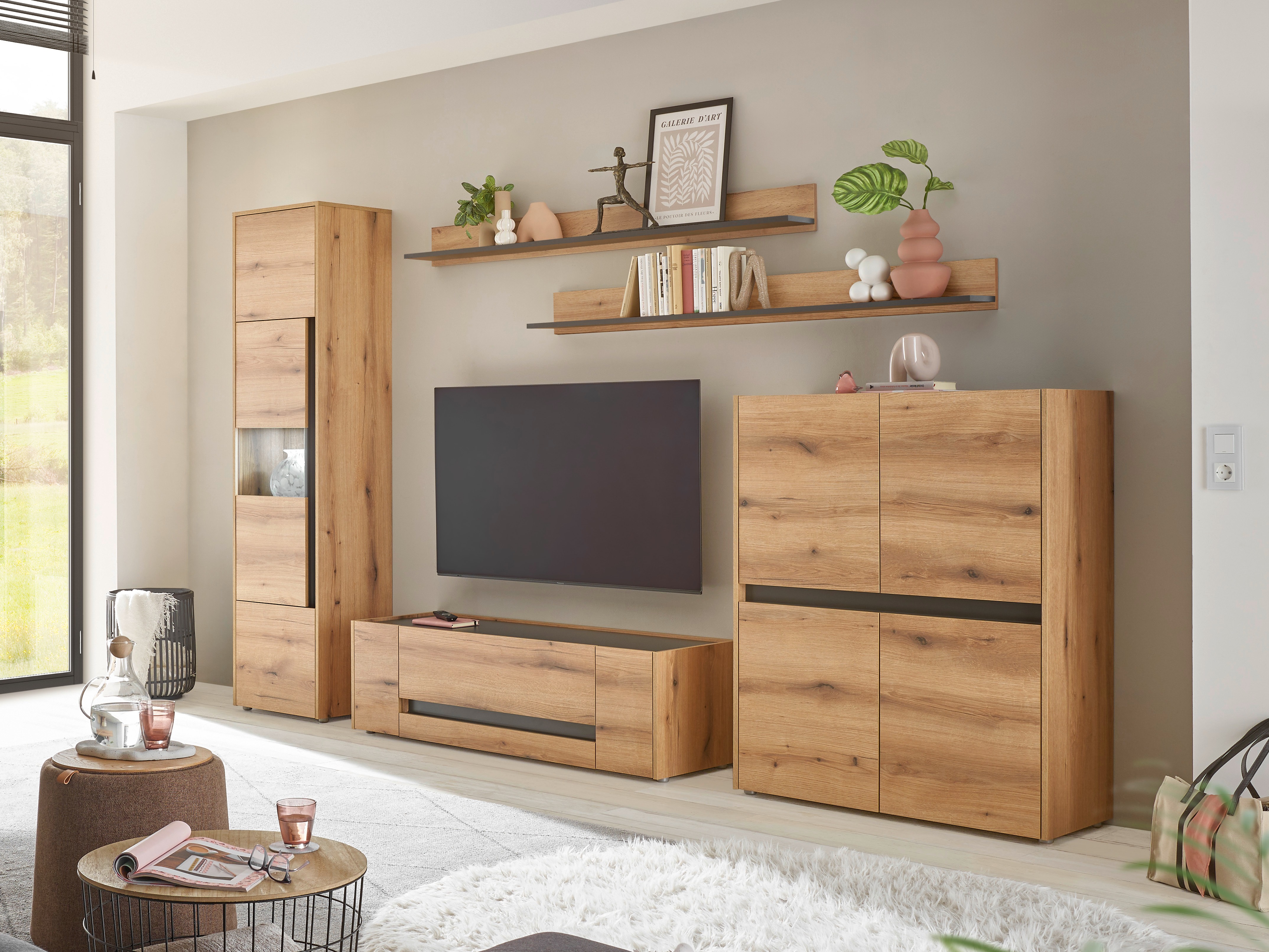 Комплект за хол Elbsori 131 (Дъб + Антрацит)