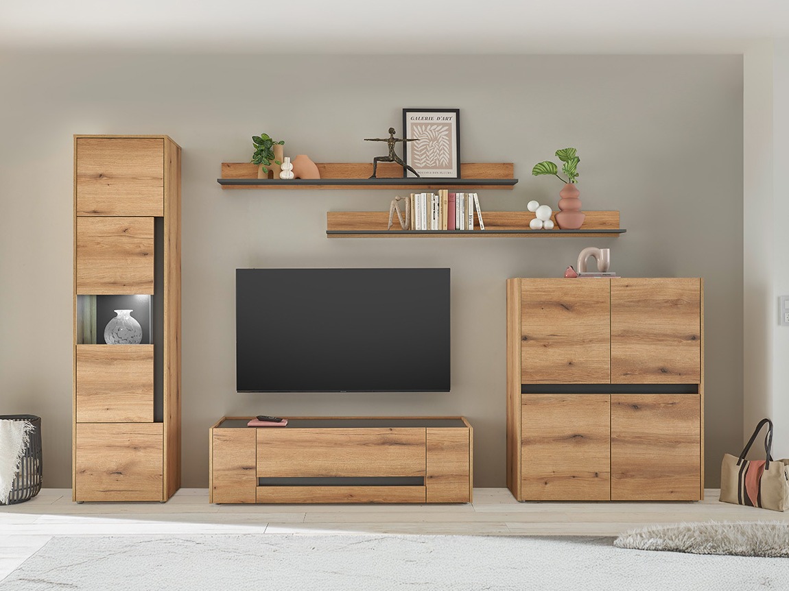 Комплект за хол Elbsori 131 (Дъб + Антрацит)