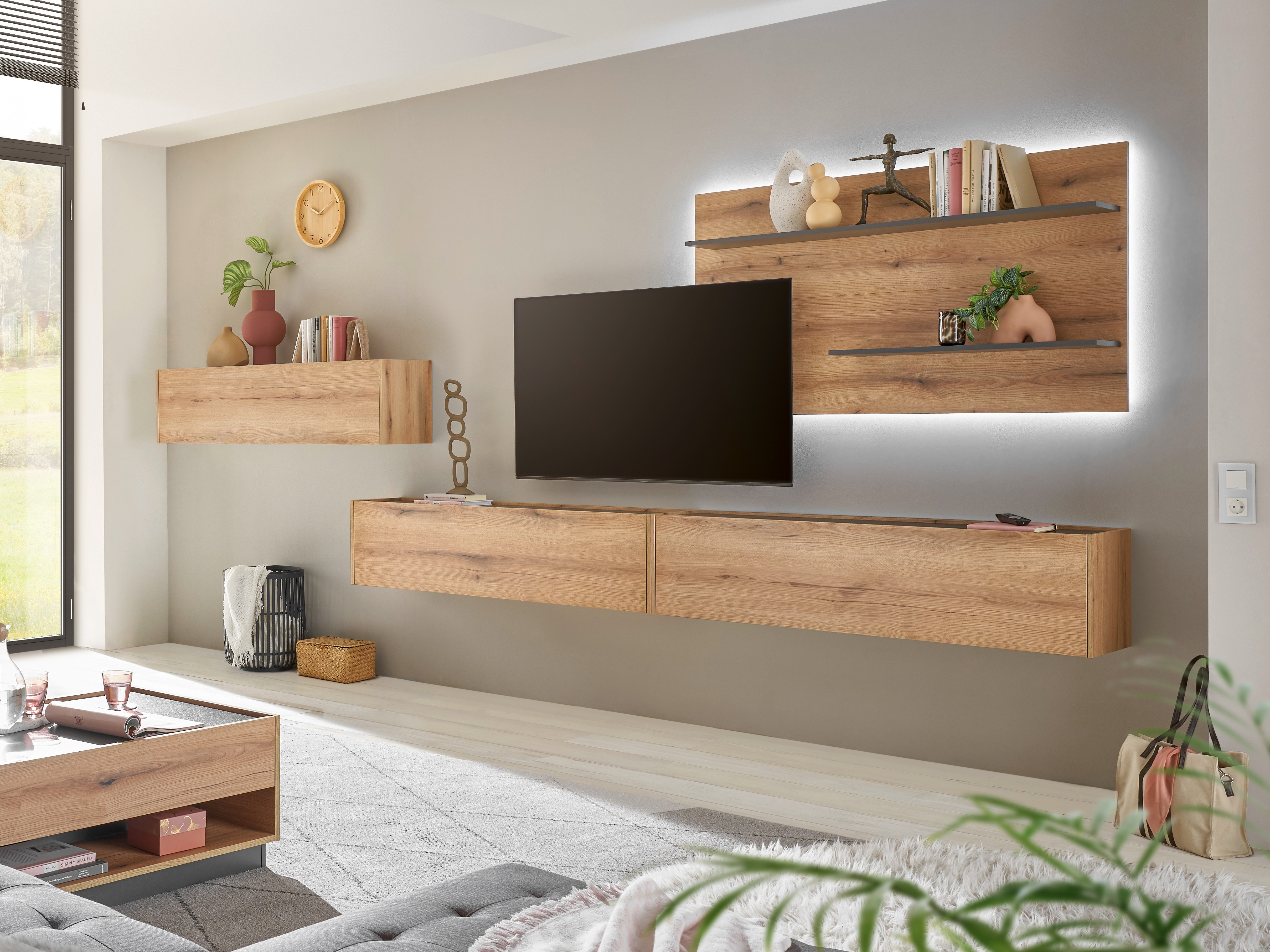 Комплект за хол Elbsori 121 (Дъб + Антрацит)