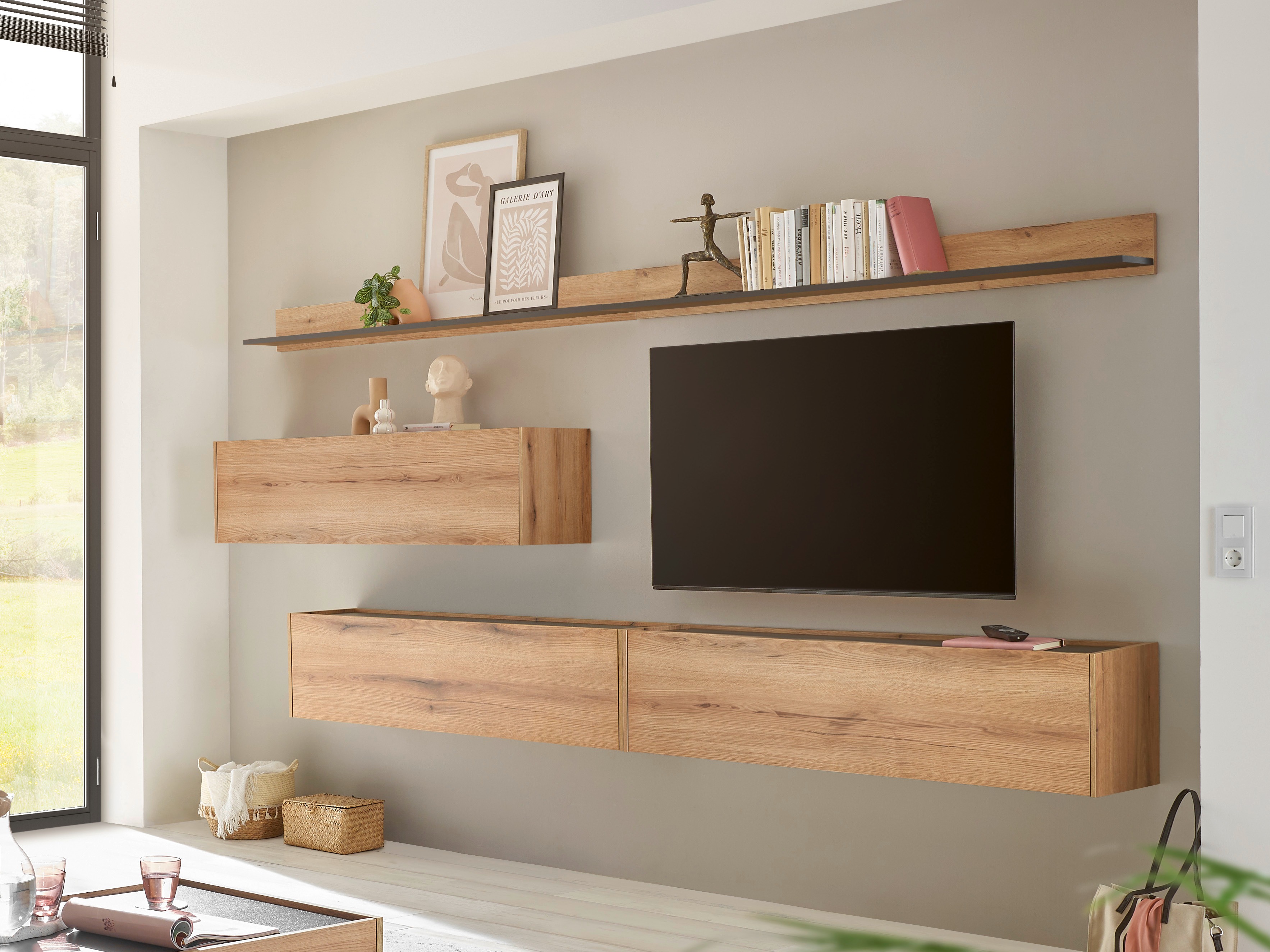 Комплект за хол Elbsori 142 (Дъб + Антрацит)