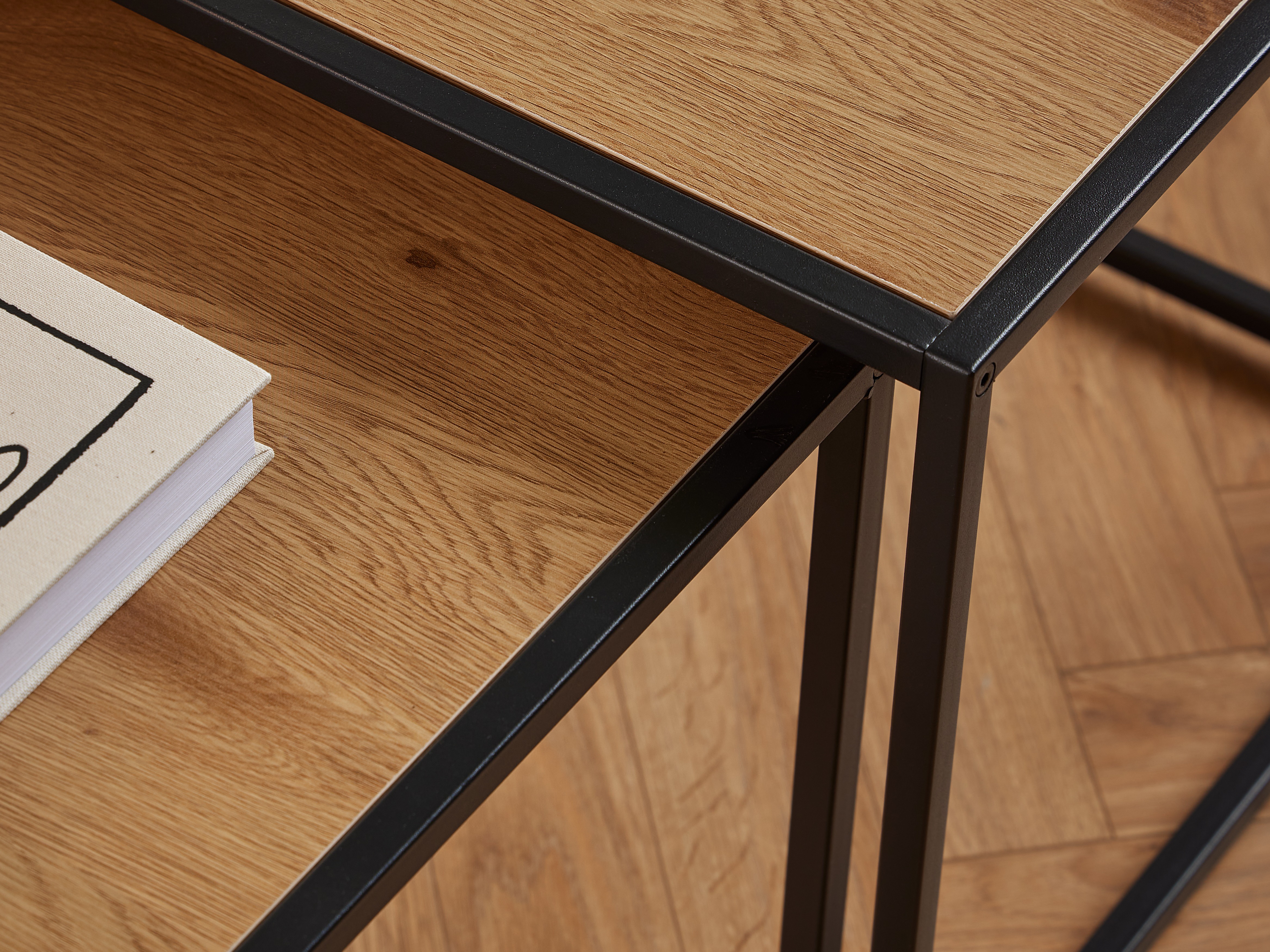 Комплект помощни маси Norsica 461 (Див дъб + Черен)