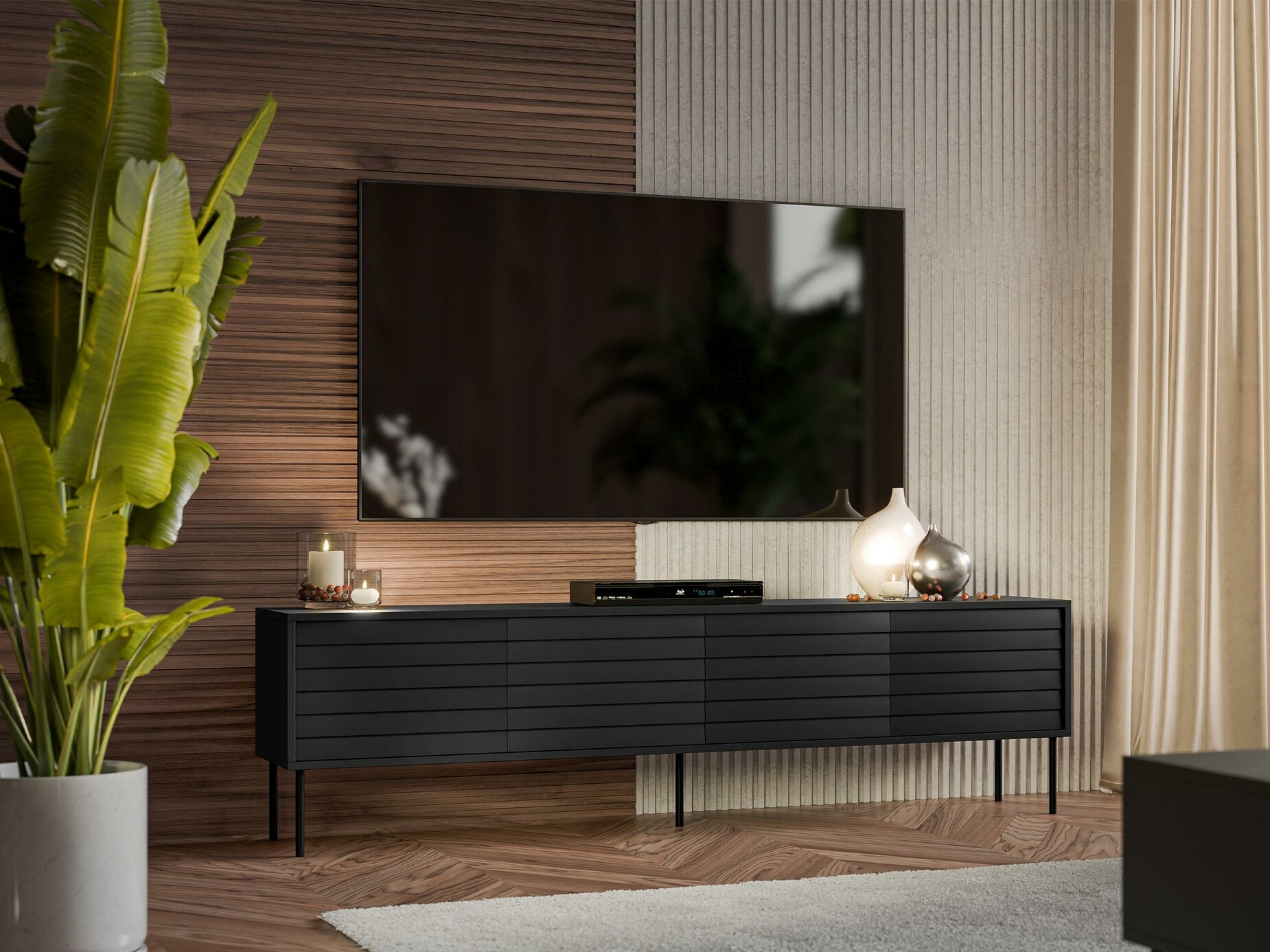 ТВ шкаф Flosoru 105 (Черен)