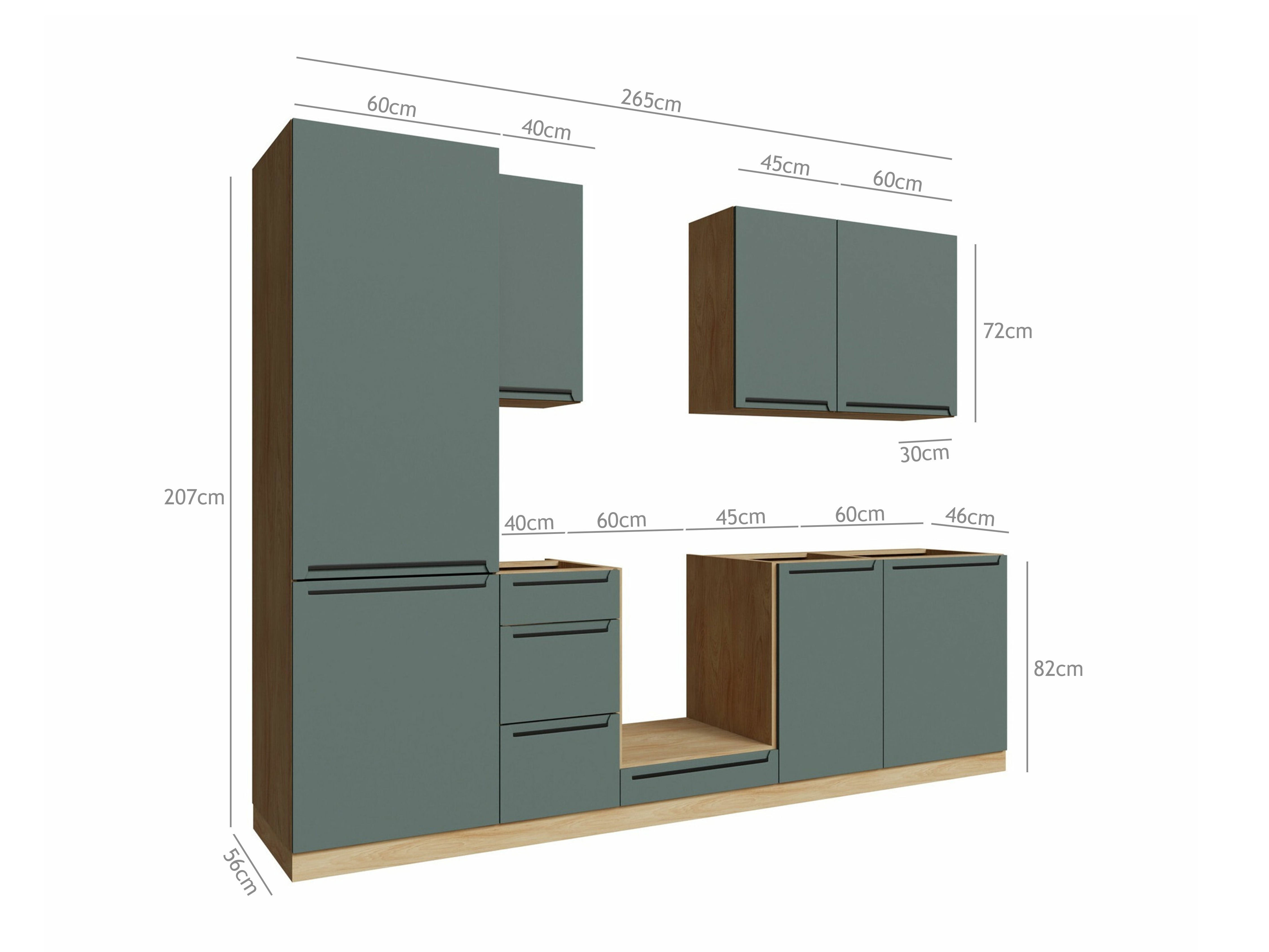 Модулен кухненски комплект Riso Green 168