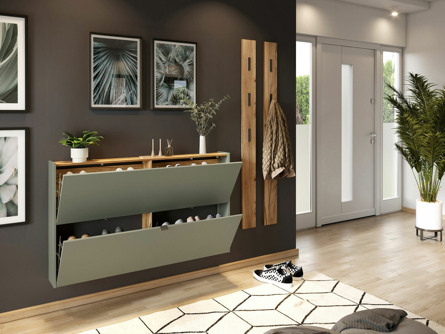 Комплект за антре Cirsale 109 (Пепеливо зелен + Navarra дъб)