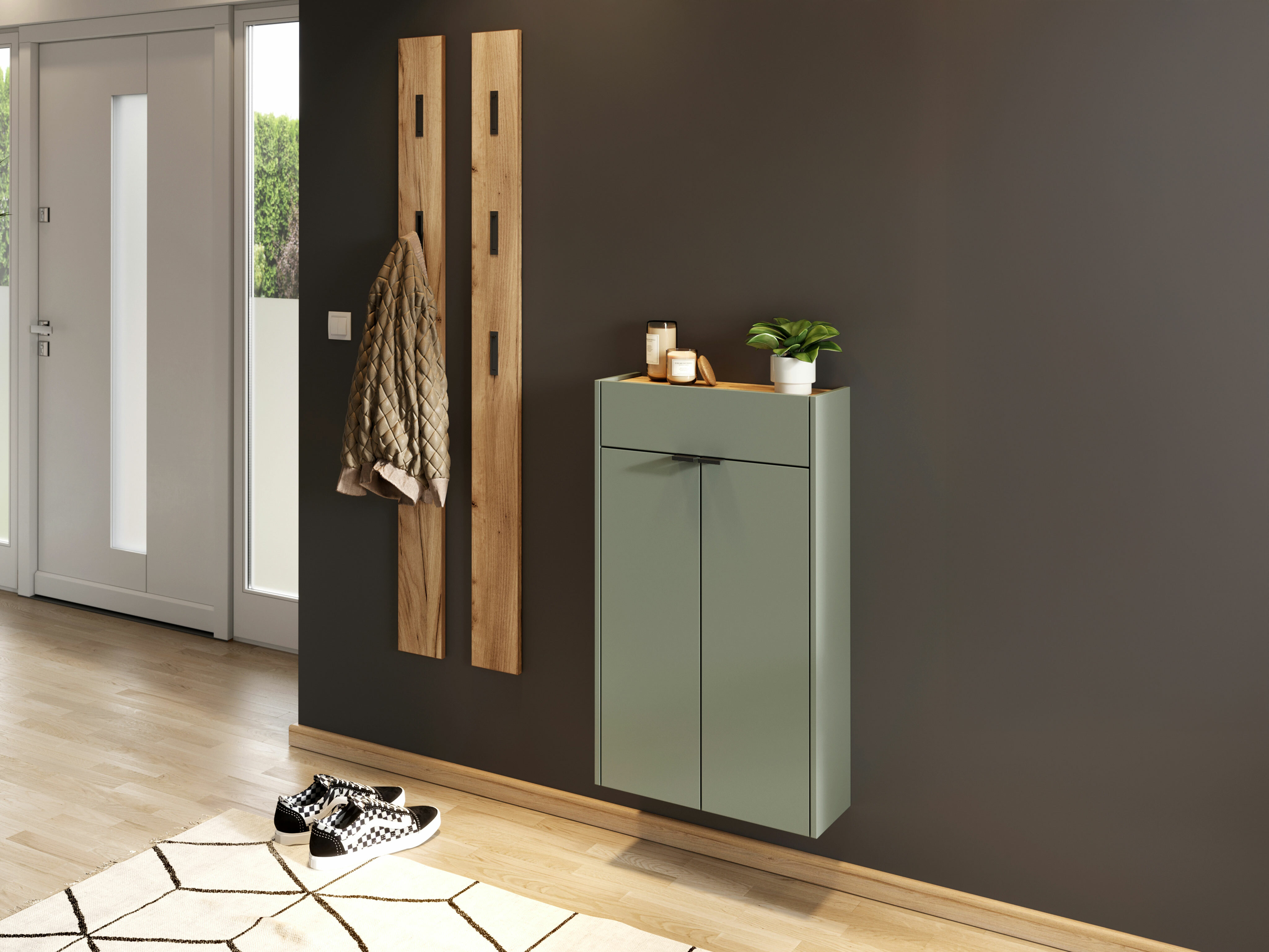 Комплект за антре Cirsale 105 (Пепеливо зелен + Navarra дъб)