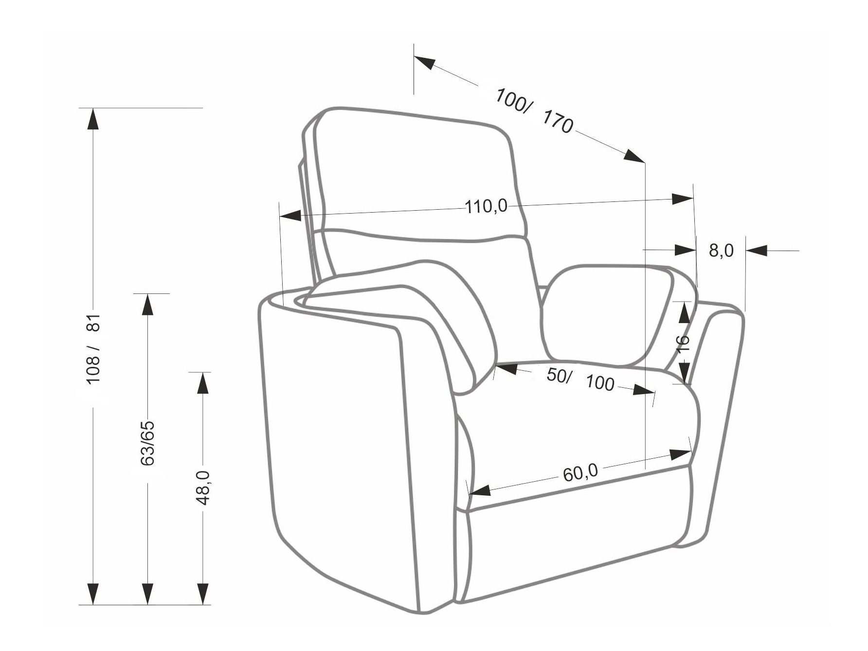Реклайнер Houston 2079 (Жълт)