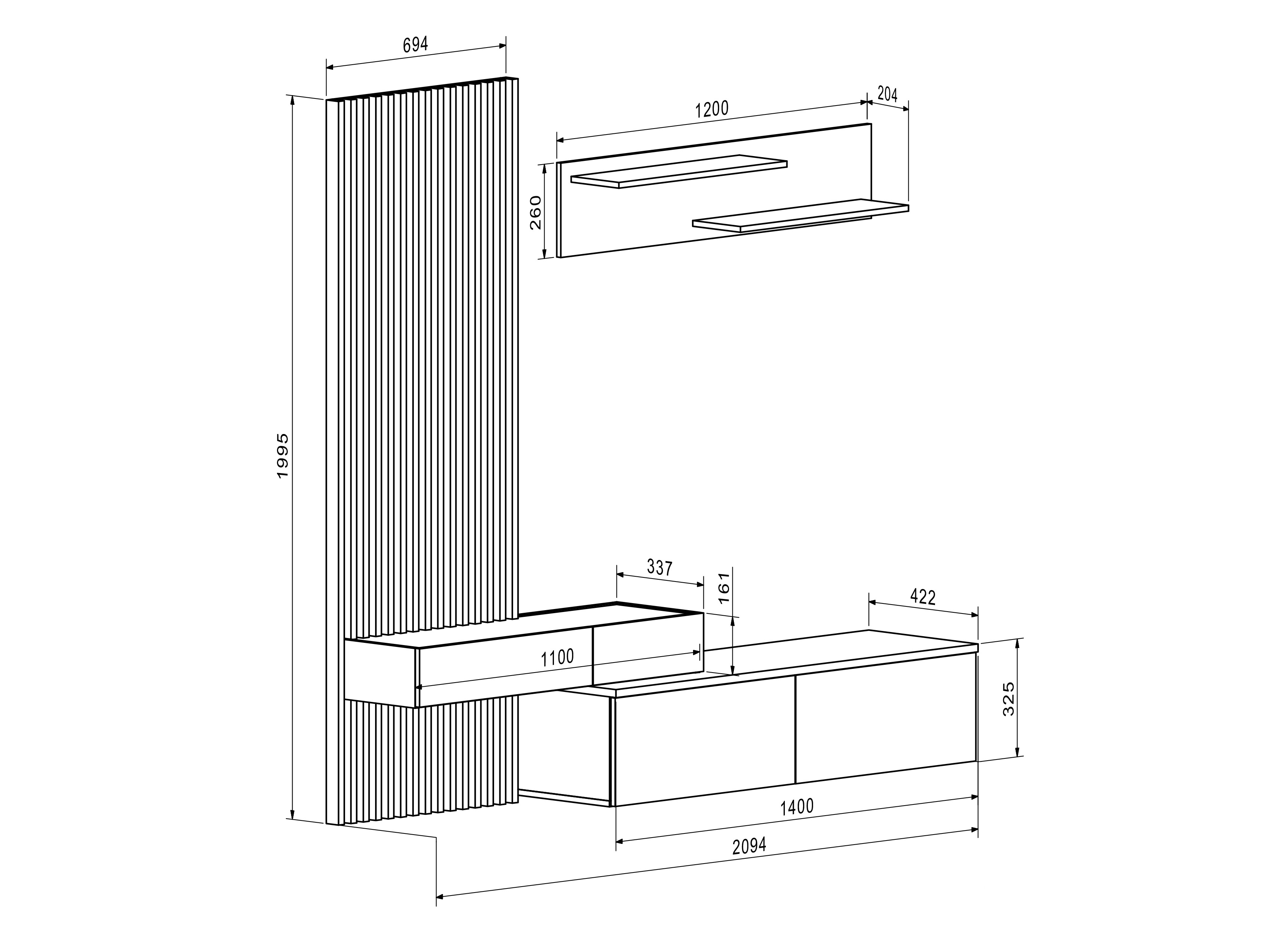 Комплект за хол Houston 2086 (Artisan дъб + Кашмир)